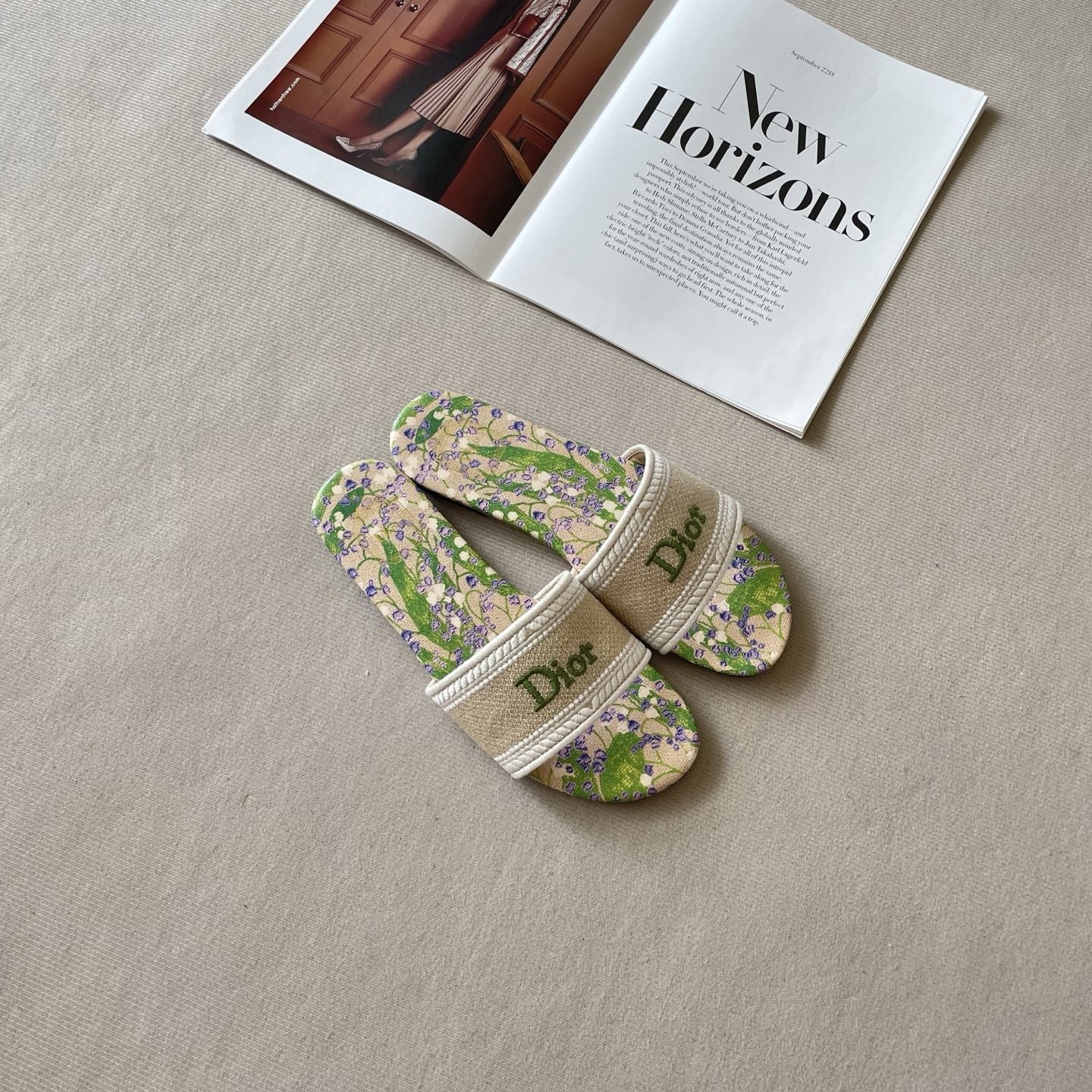 Dior Leather Embroidered Slides