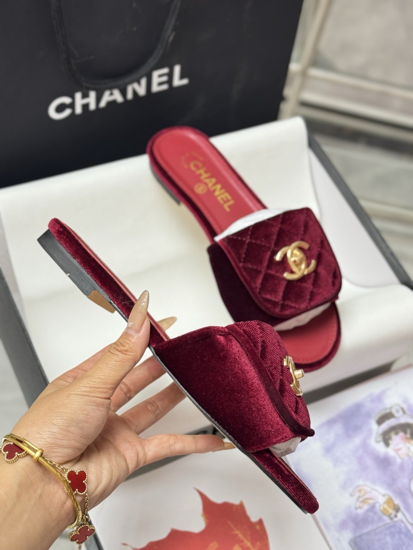 Chanel Lambskin Leather Slides
