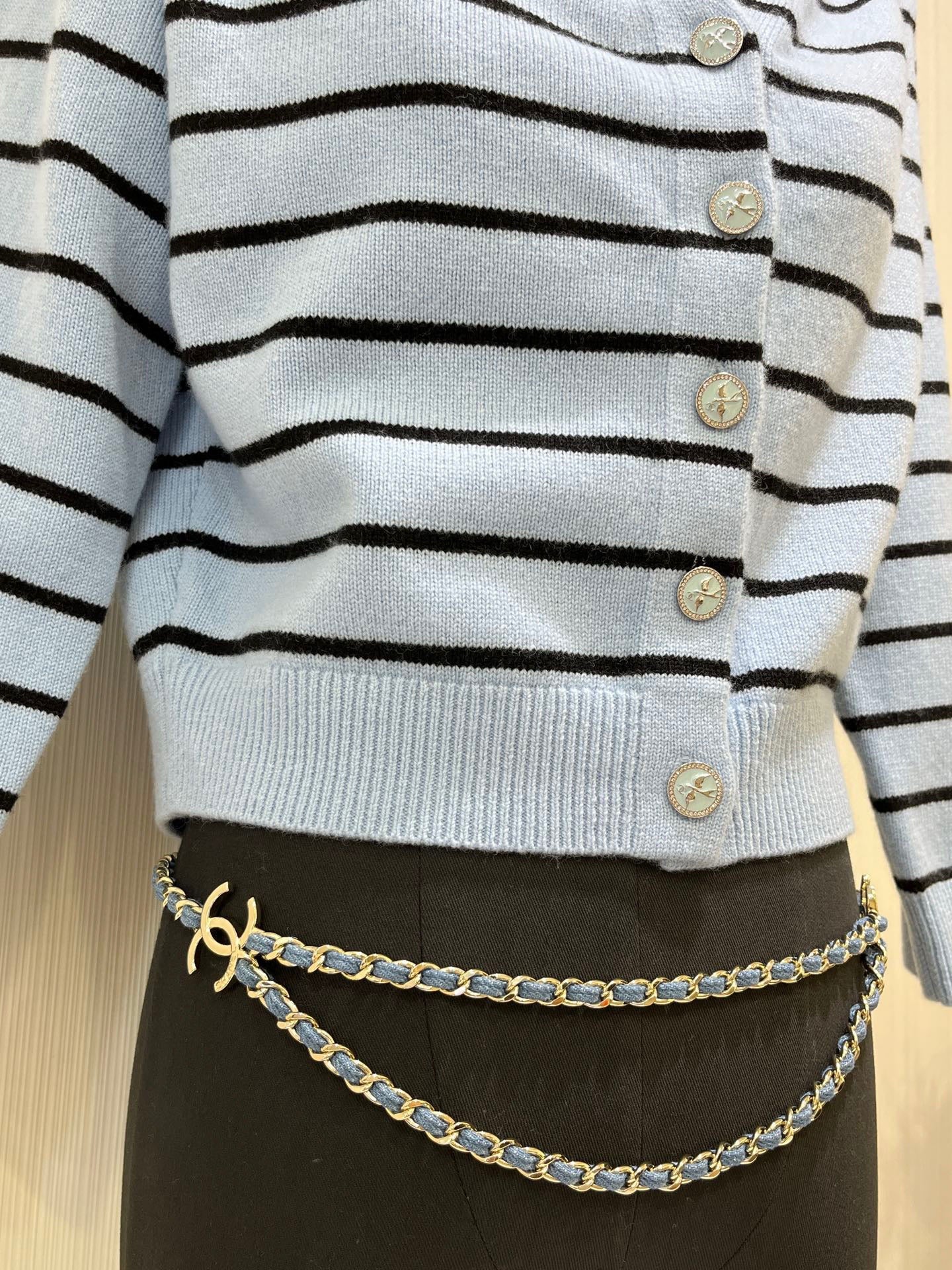 Unbranded Light Blue Denim Chain Knit Sweater