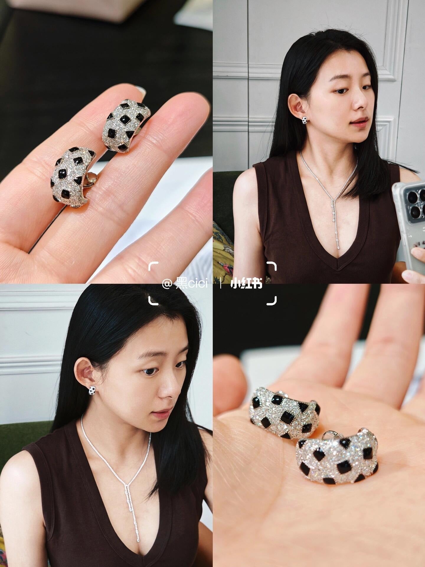 Cartier Silver Brass Leopard-Print Earrings