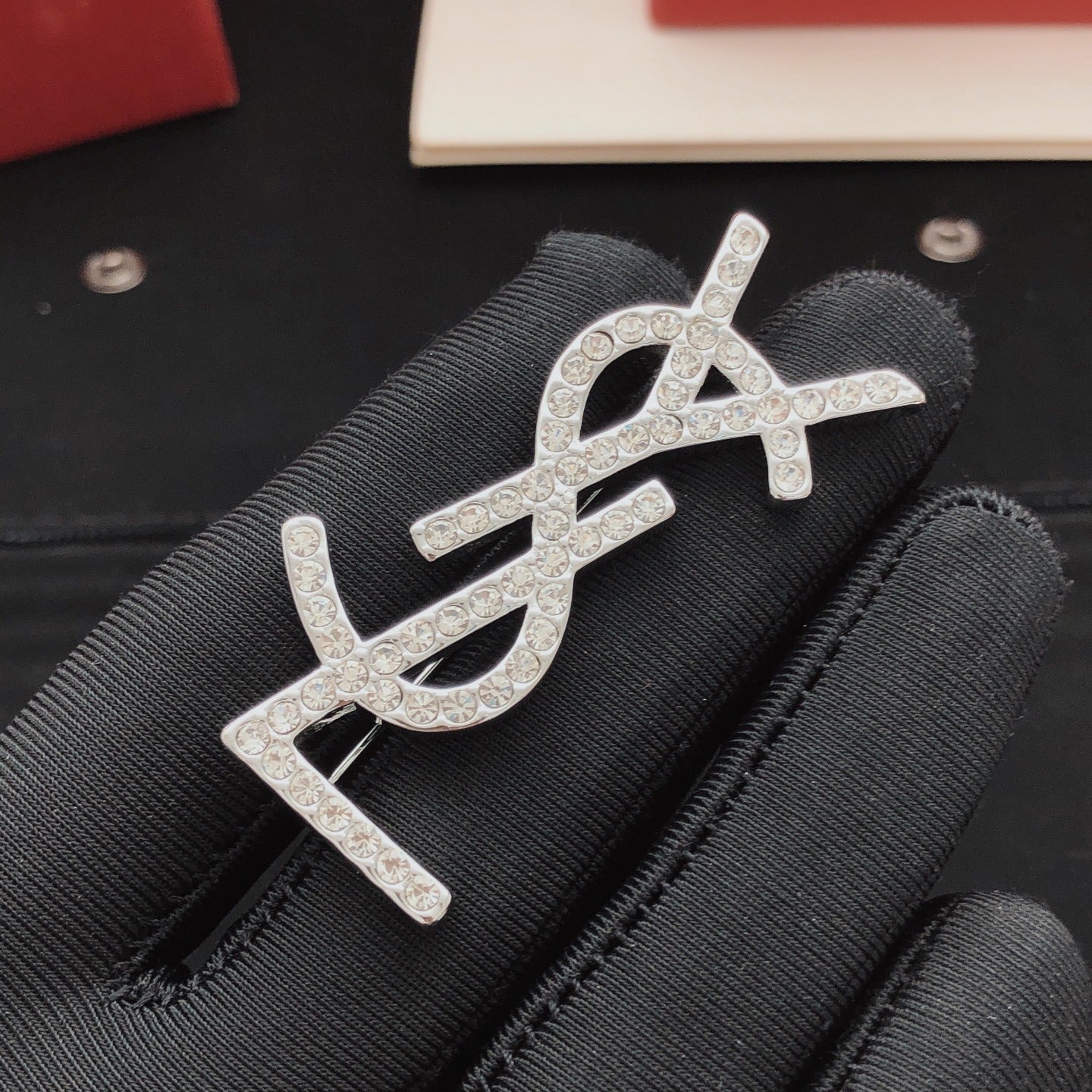 Saint Laurent Silver Brass Brooch