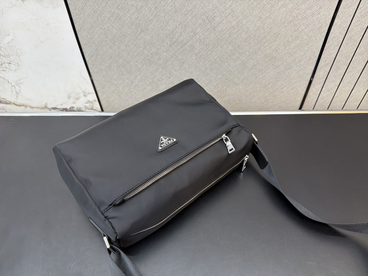Prada Black Nylon & Canvas Shoulder Bag
