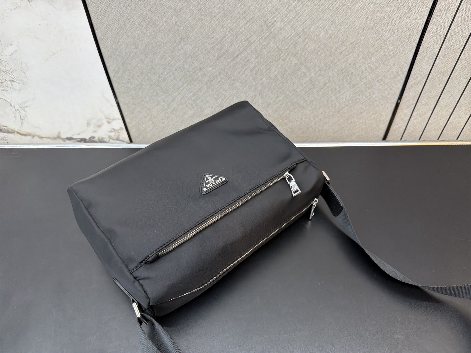 Prada Black Nylon & Canvas Shoulder Bag