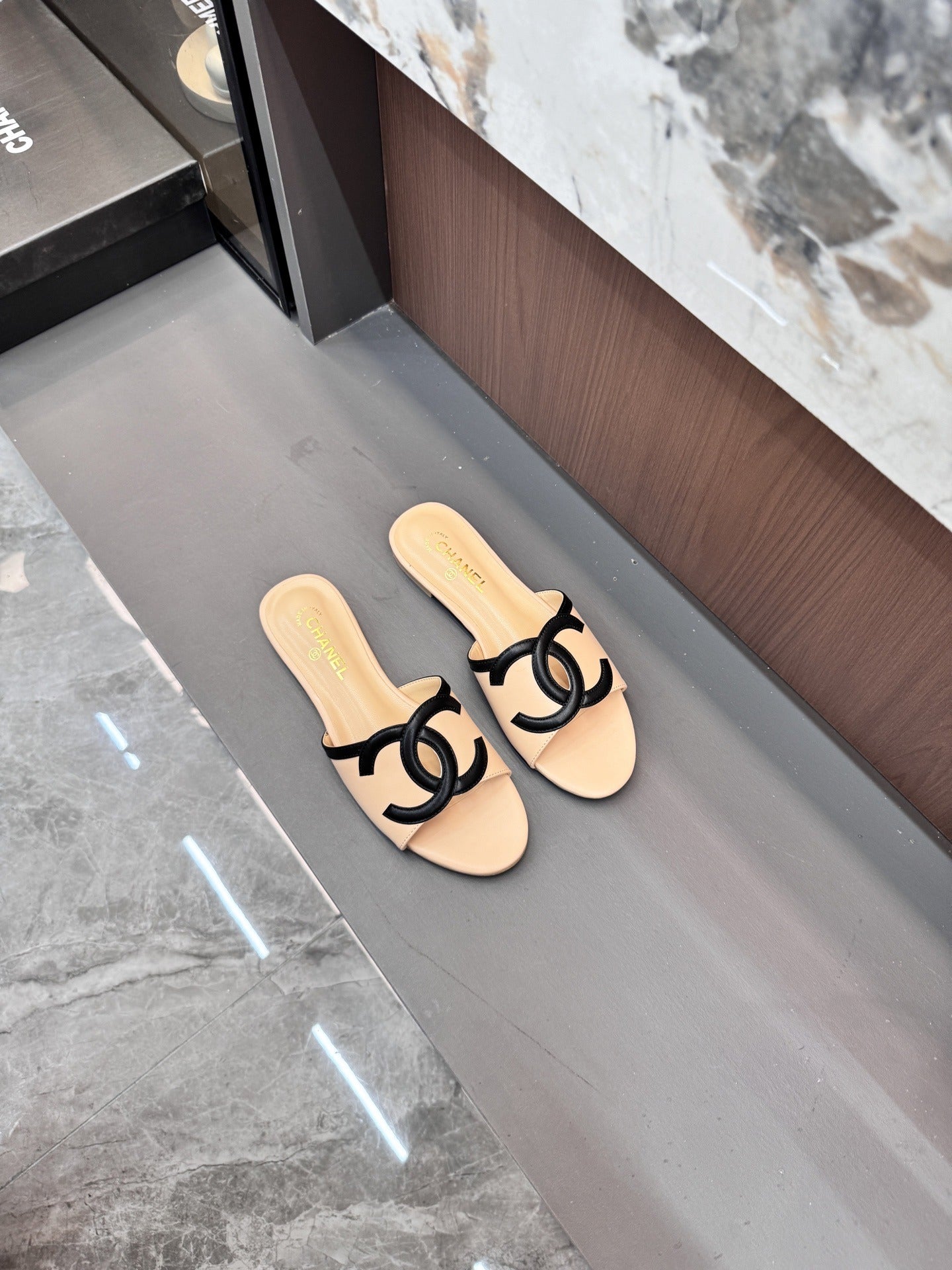 Chanel Lambskin Leather Openwork Slides
