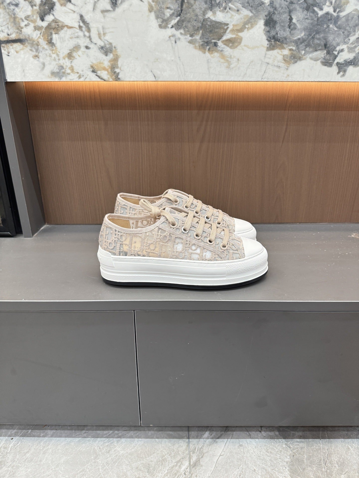 Dior Women Cotton & Lambskin Leather Embroidered Shoes