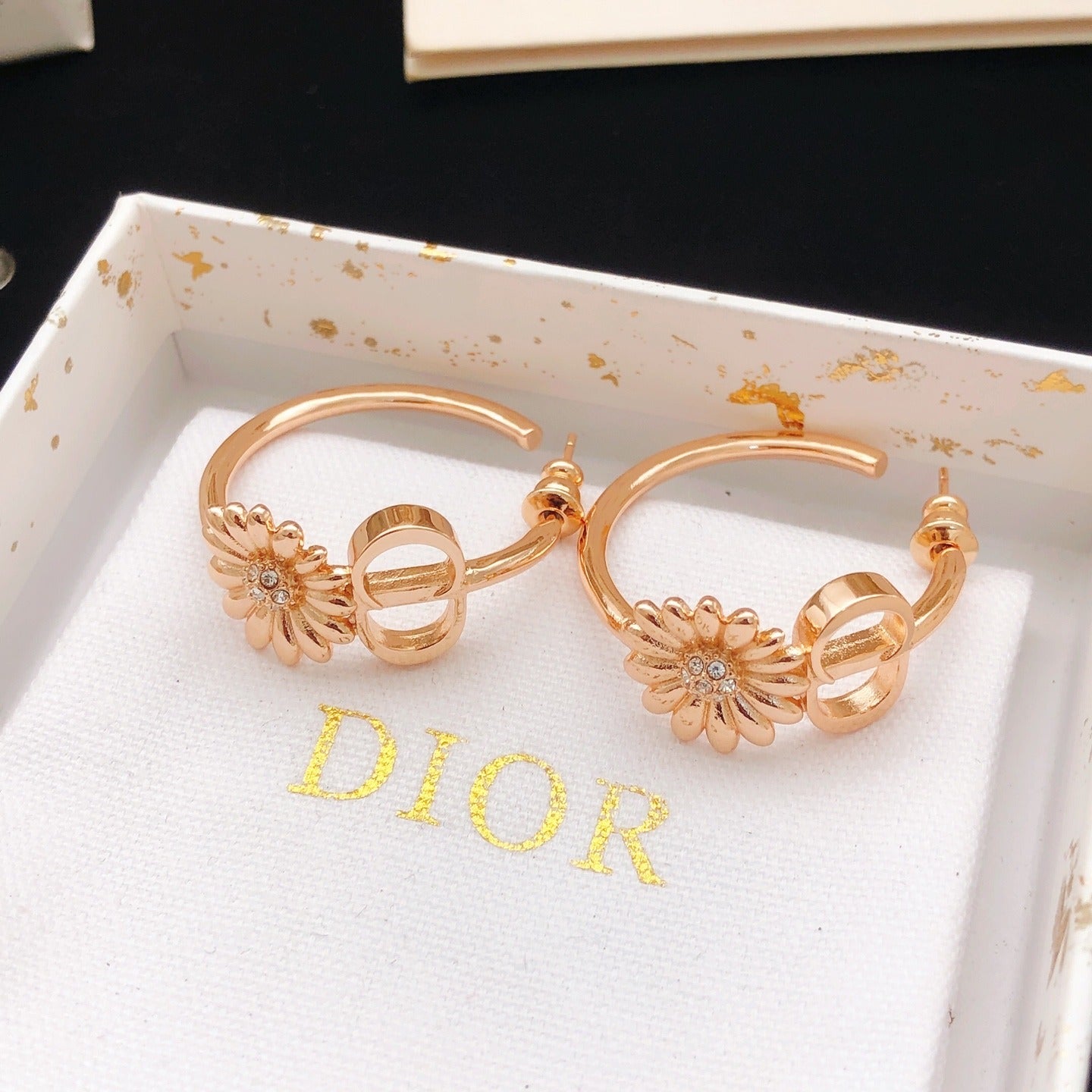 Dior Gold Brass Sunburst Earrings