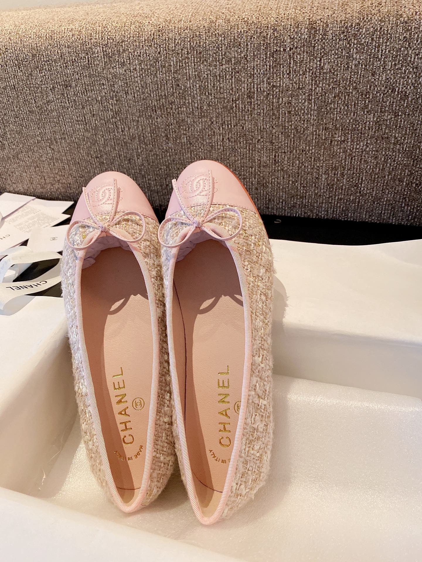 Chanel Leather Bow Ballet Flats