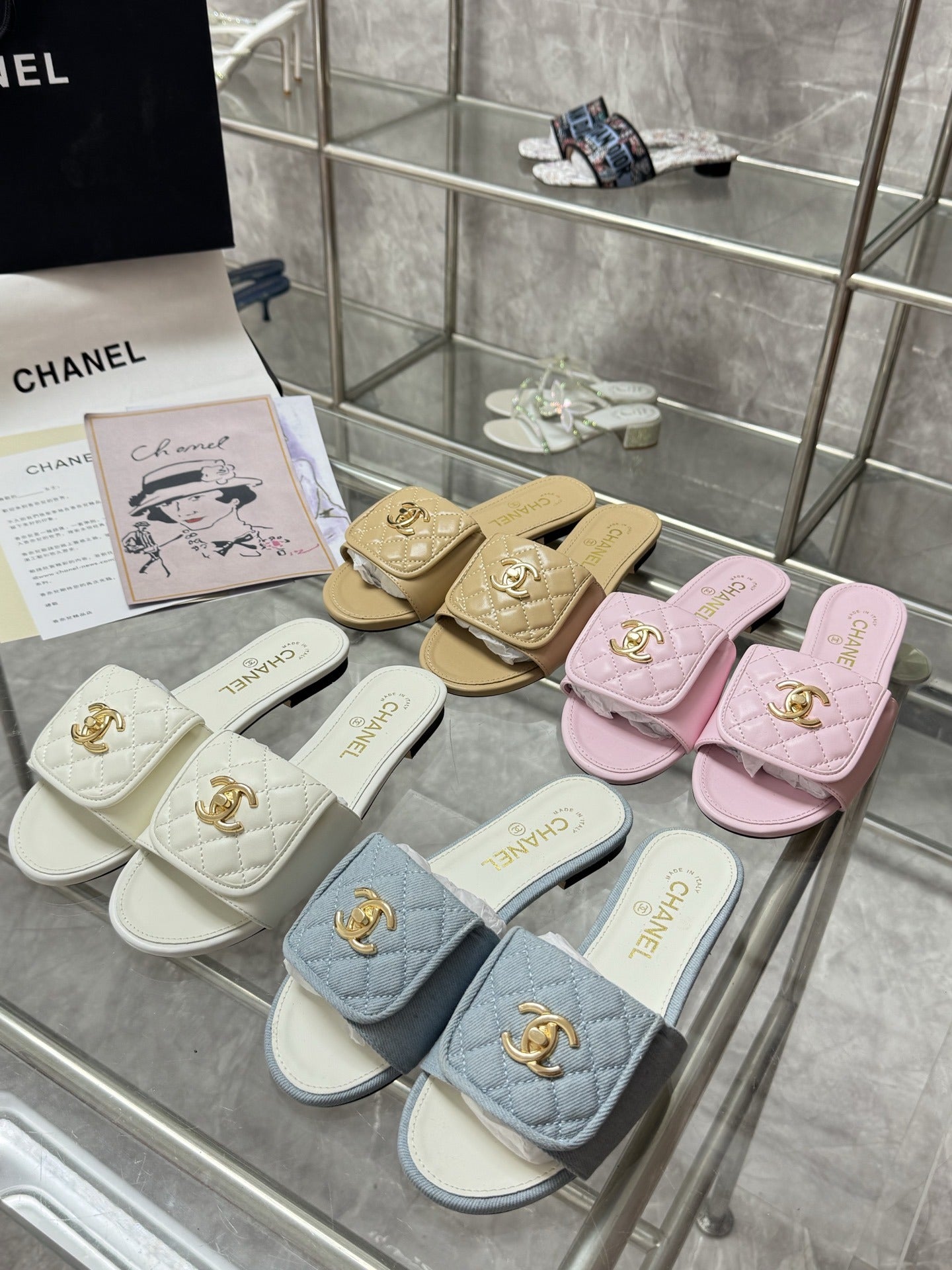 Chanel Lambskin Leather Slides