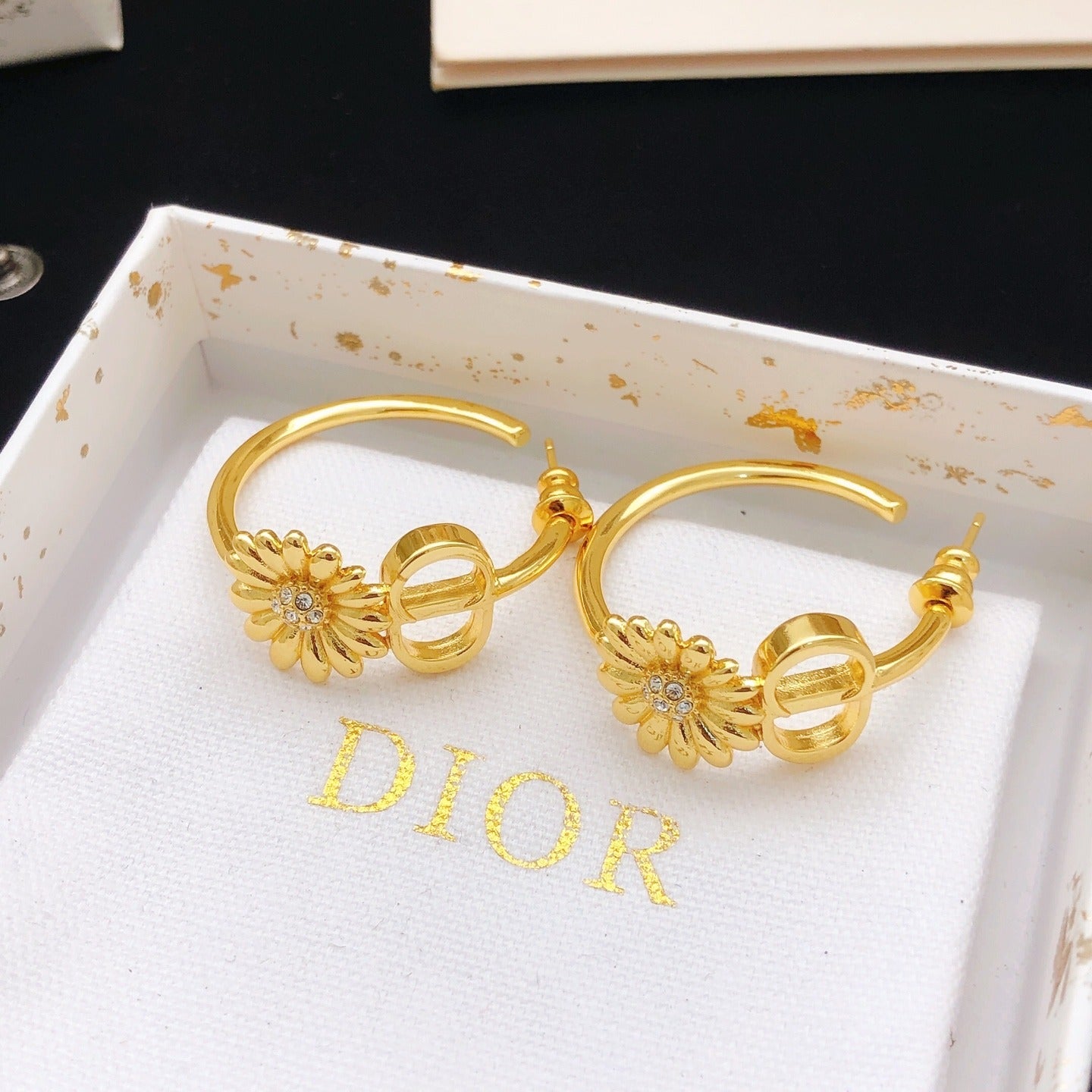 Dior Brass Sunburst Earrings