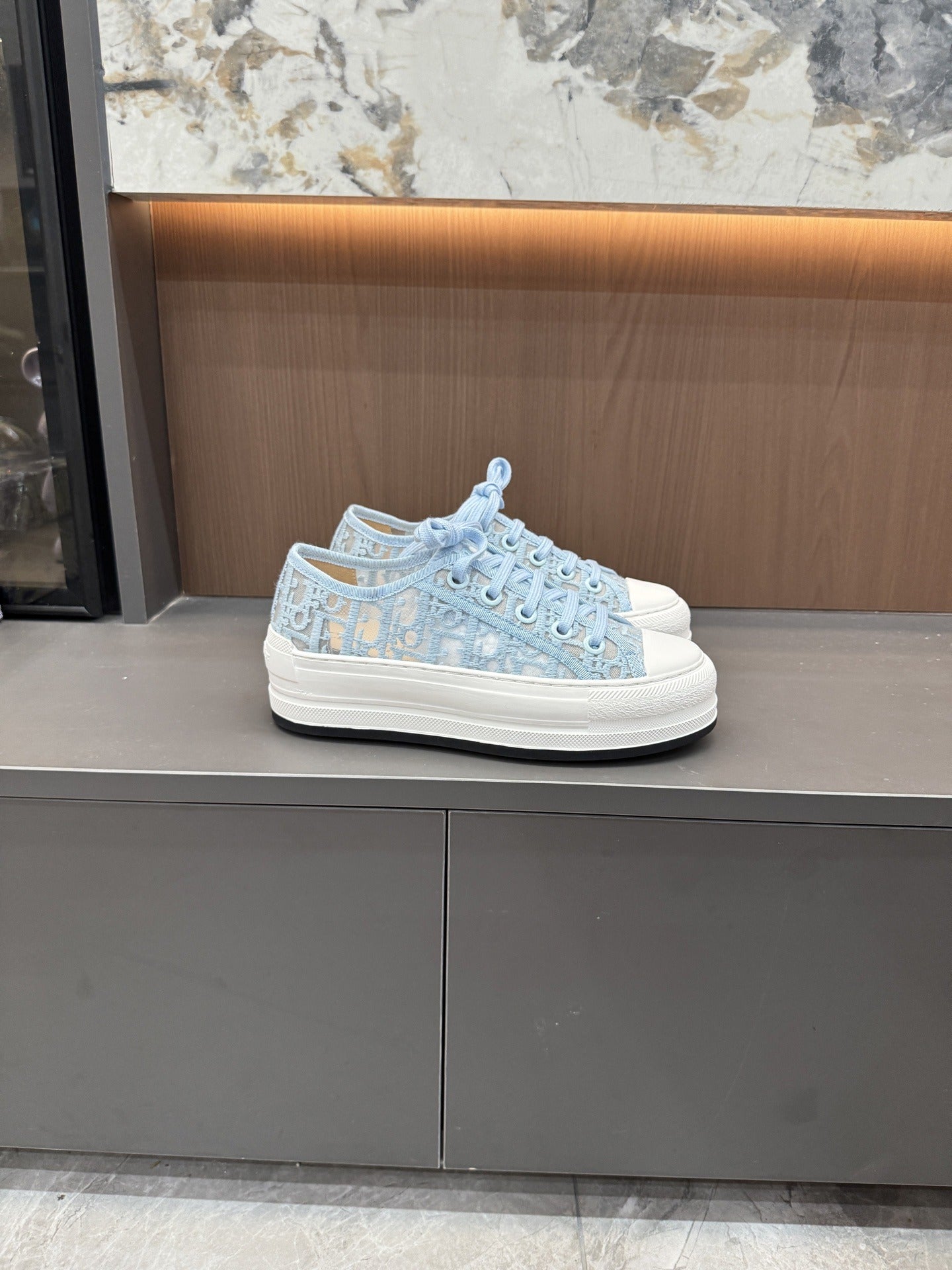 Dior Women Cotton & Lambskin Leather Embroidered Shoes
