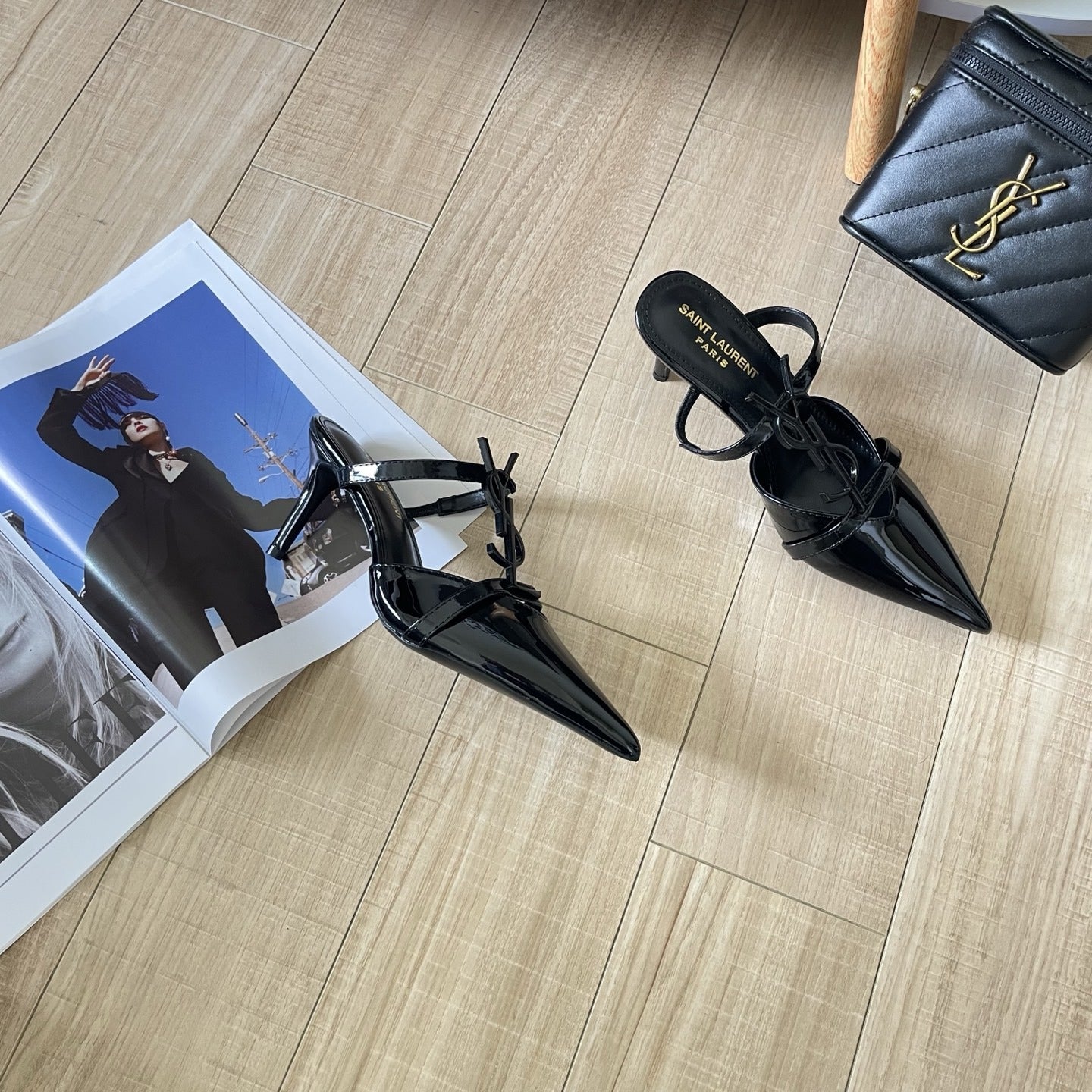 Saint Laurent Lambskin Leather Logo Sandals