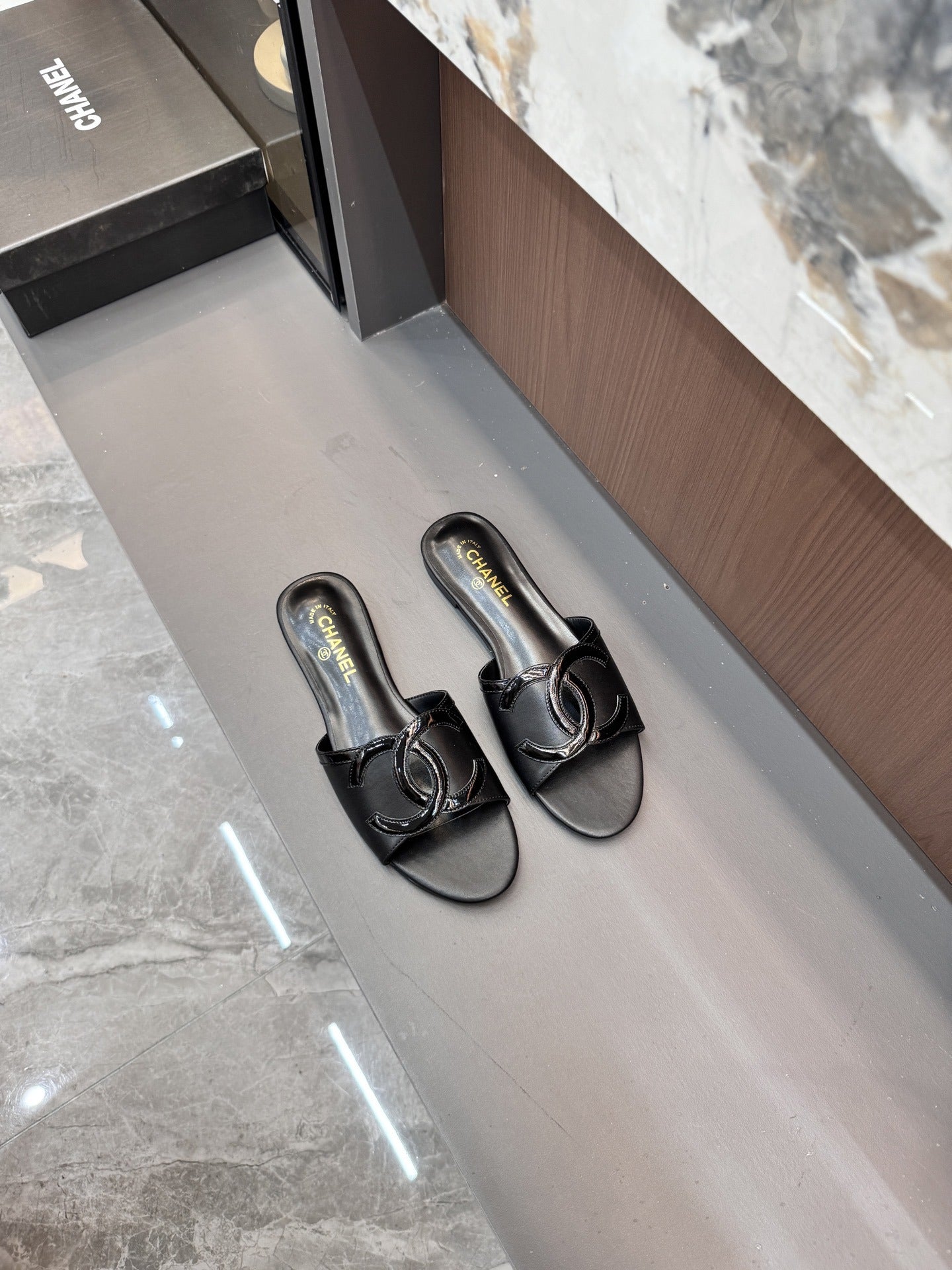Chanel Lambskin Leather Openwork Slides
