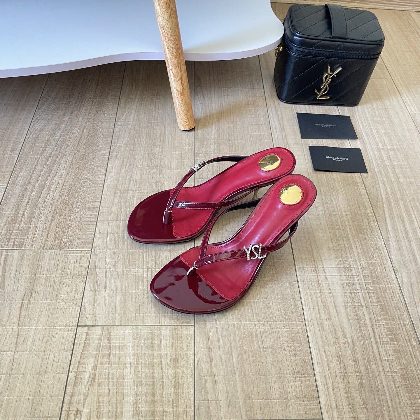 Saint Laurent Lambskin Leather Logo Slides