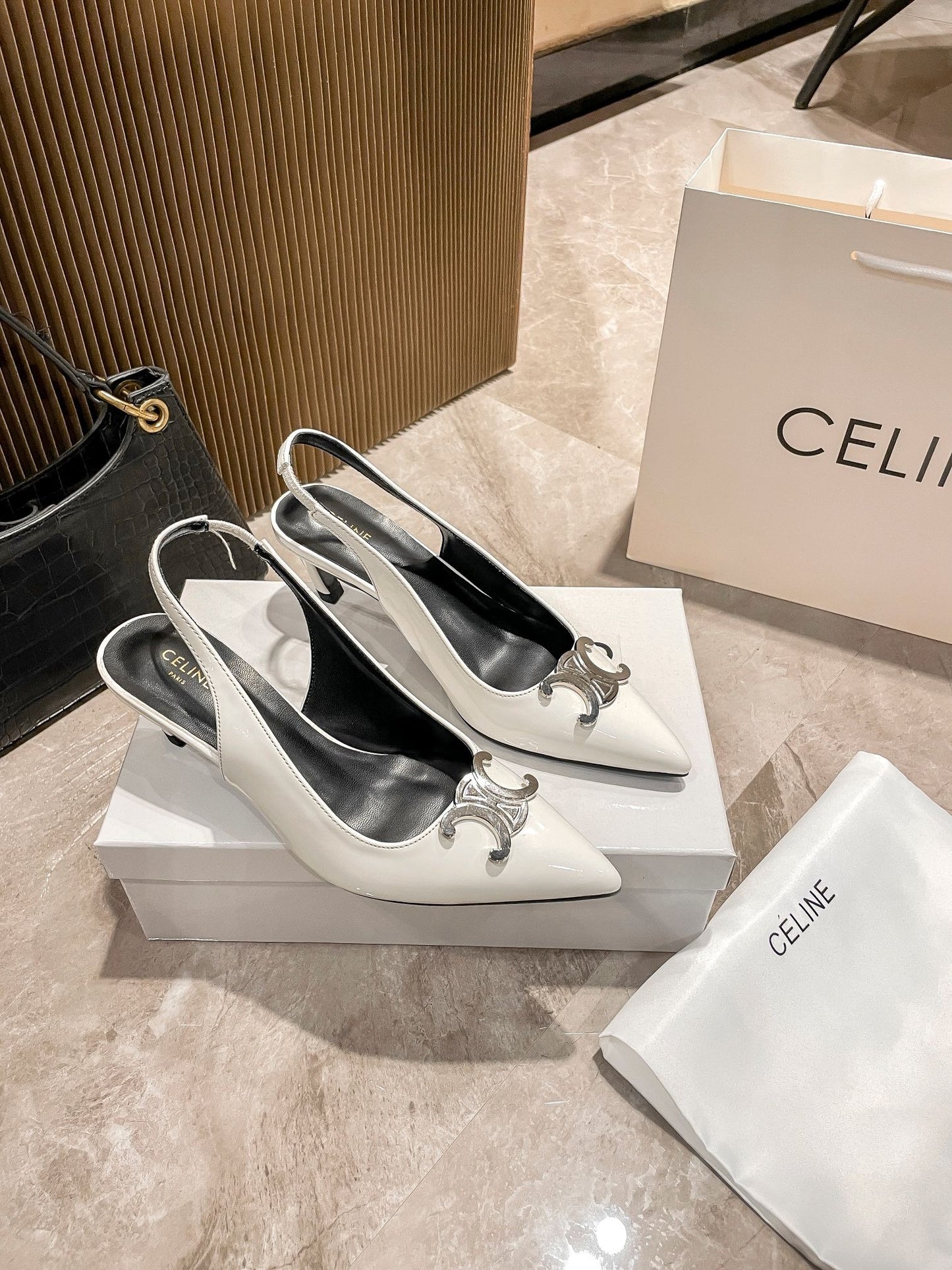 Celine Calfskin Leather Pointed Toe Heels