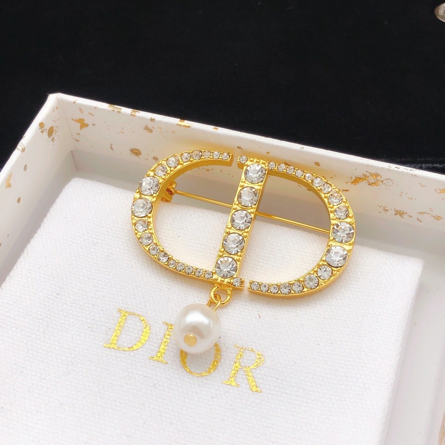 Dior Brass Pearl Brooch