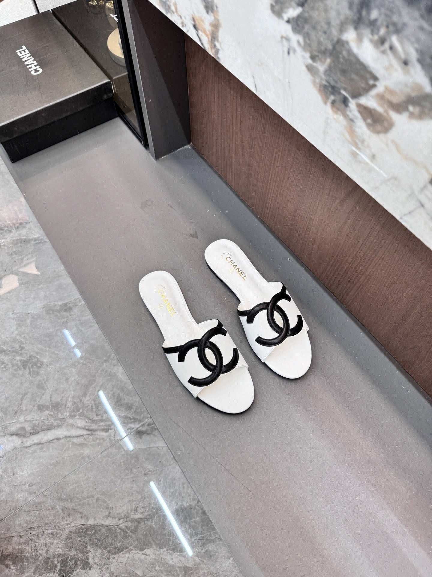 Chanel Lambskin Leather Openwork Slides