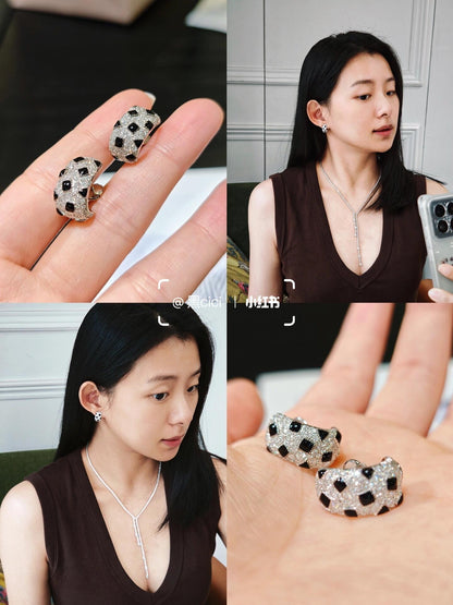 Cartier Silver Brass Leopard-Print Earrings