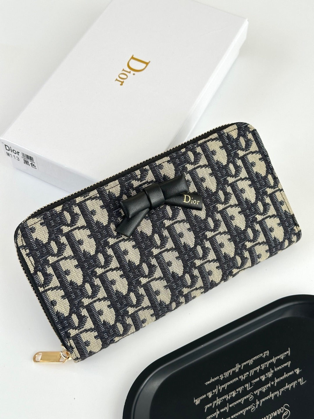 Dior Black Leather Zip Wallet