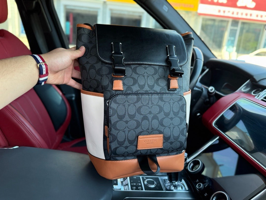 Coach Gray Canvas Logo Backpack
