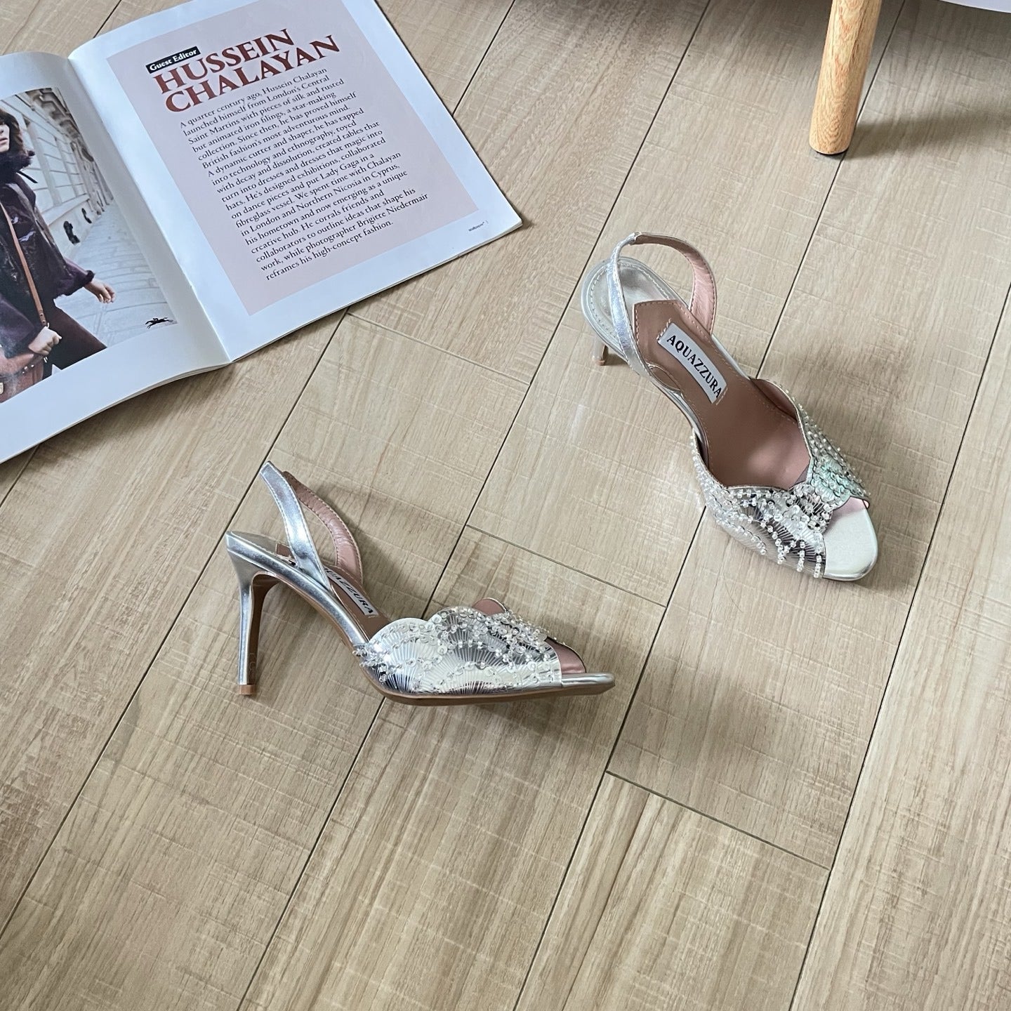 Aquazzura Lambskin Leather Crystal Sandals