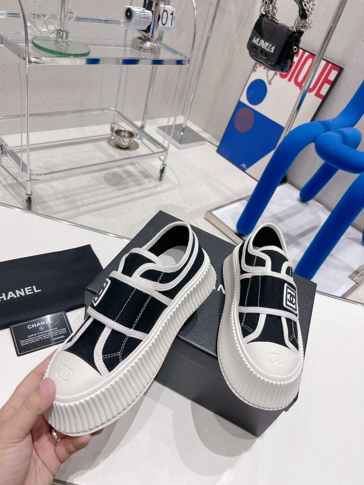 Chanel Canvas & Leather Vintage-Finish Canvas Shoes