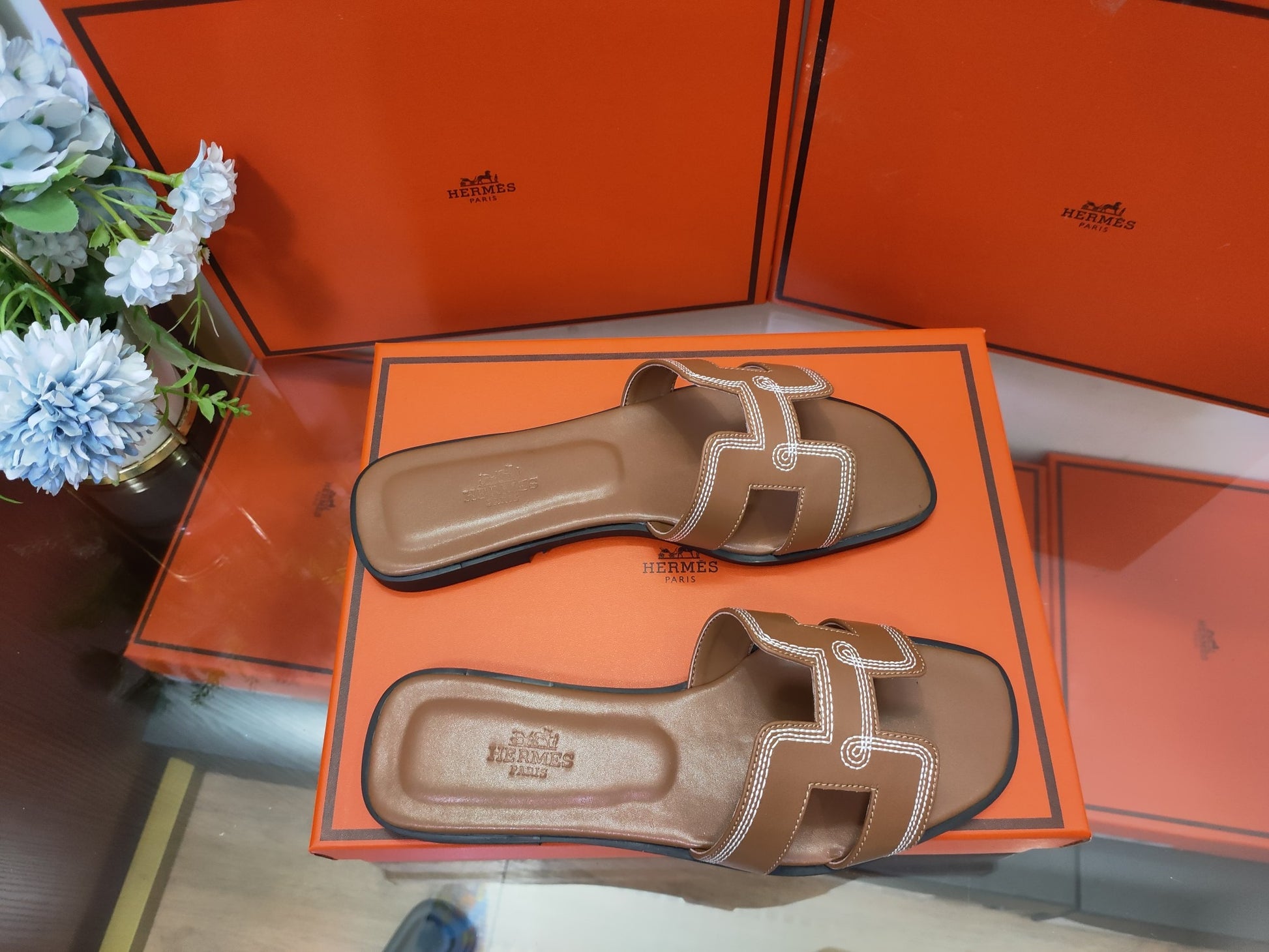 Hermes Leather Slides