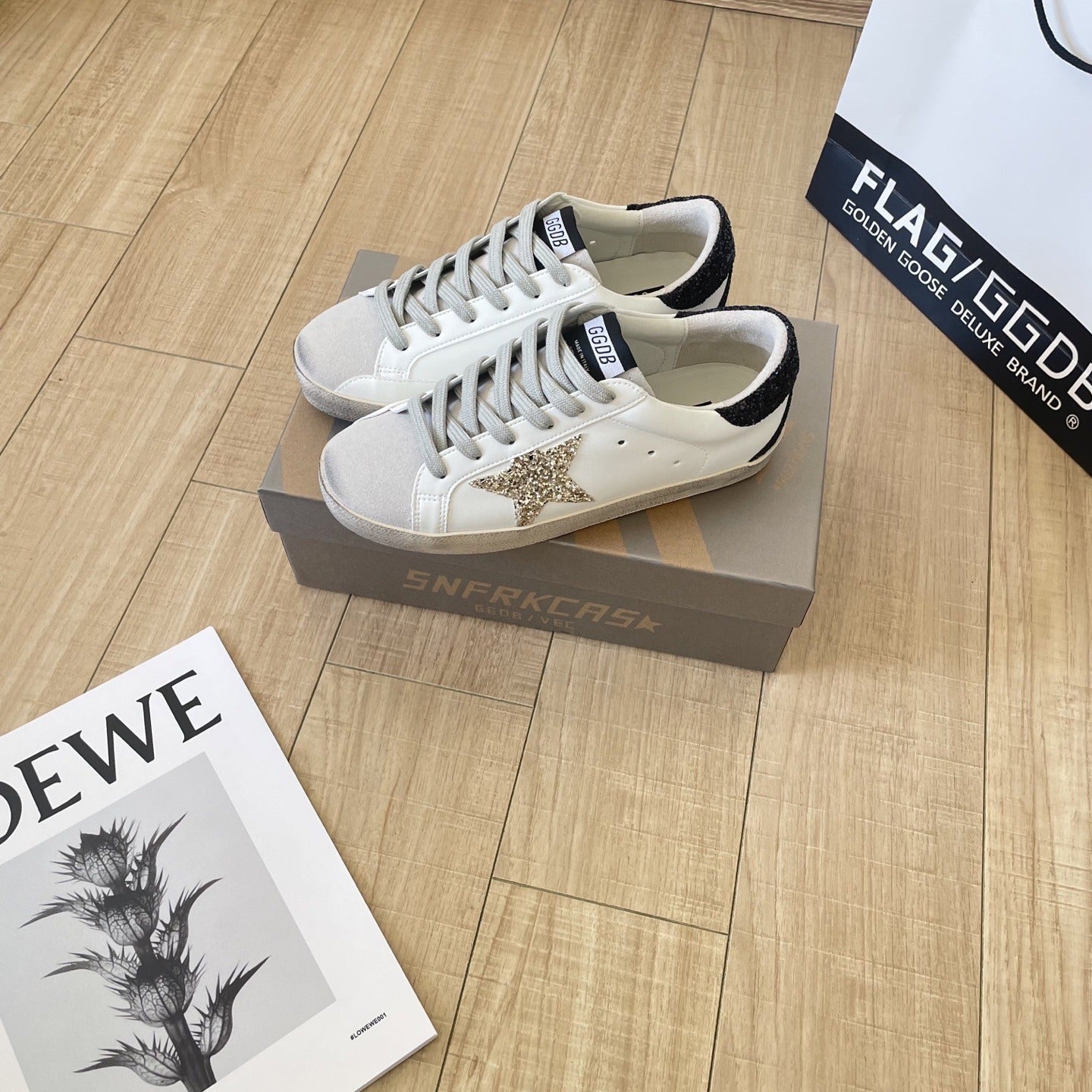 Golden Goose Calfskin Leather Vintage-Finish Sneakers