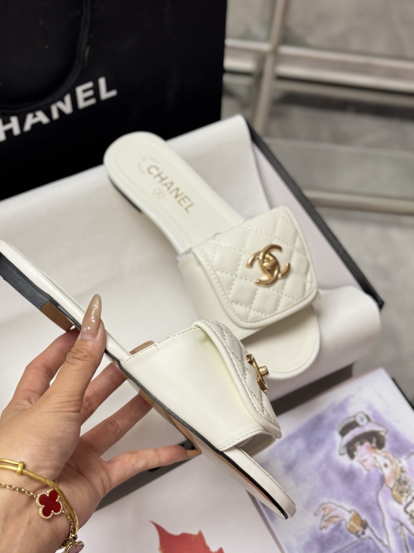 Chanel Lambskin Leather Slides