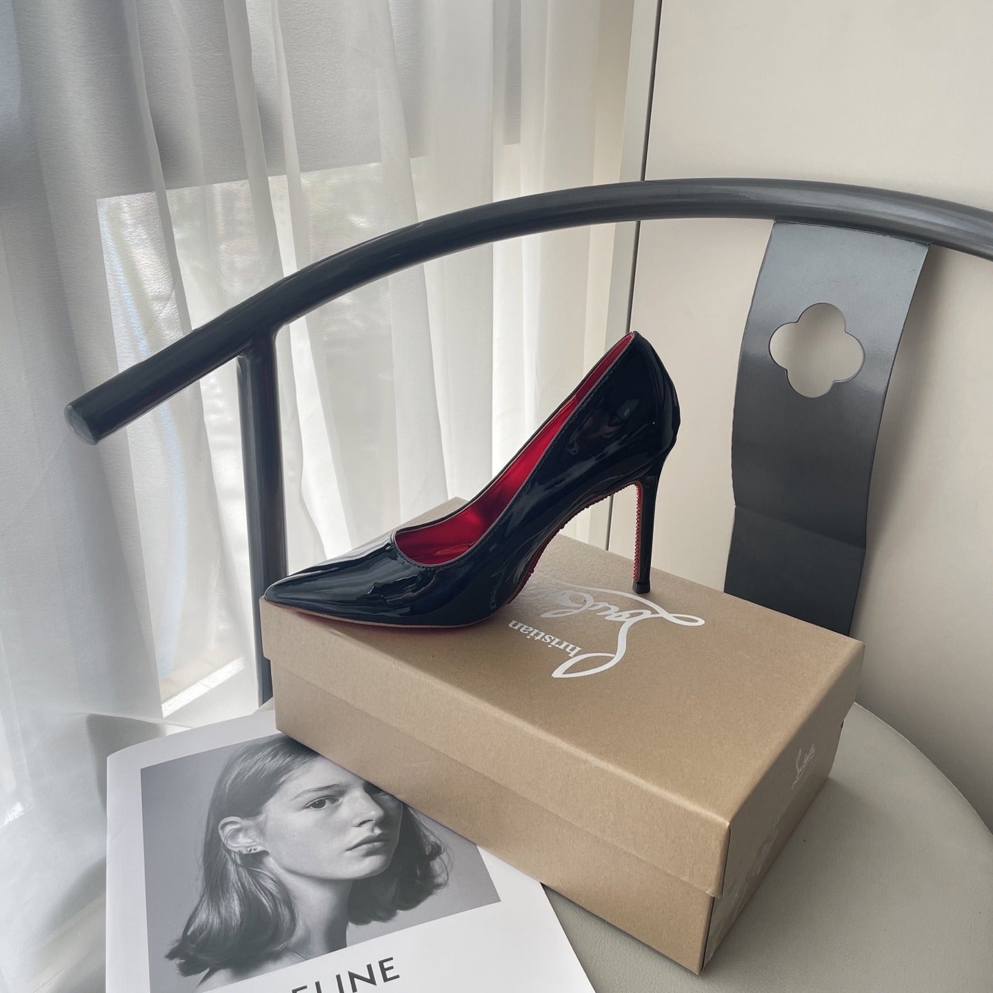 Celine Patent Leather & Lambskin Leather Pointed Toe Heels