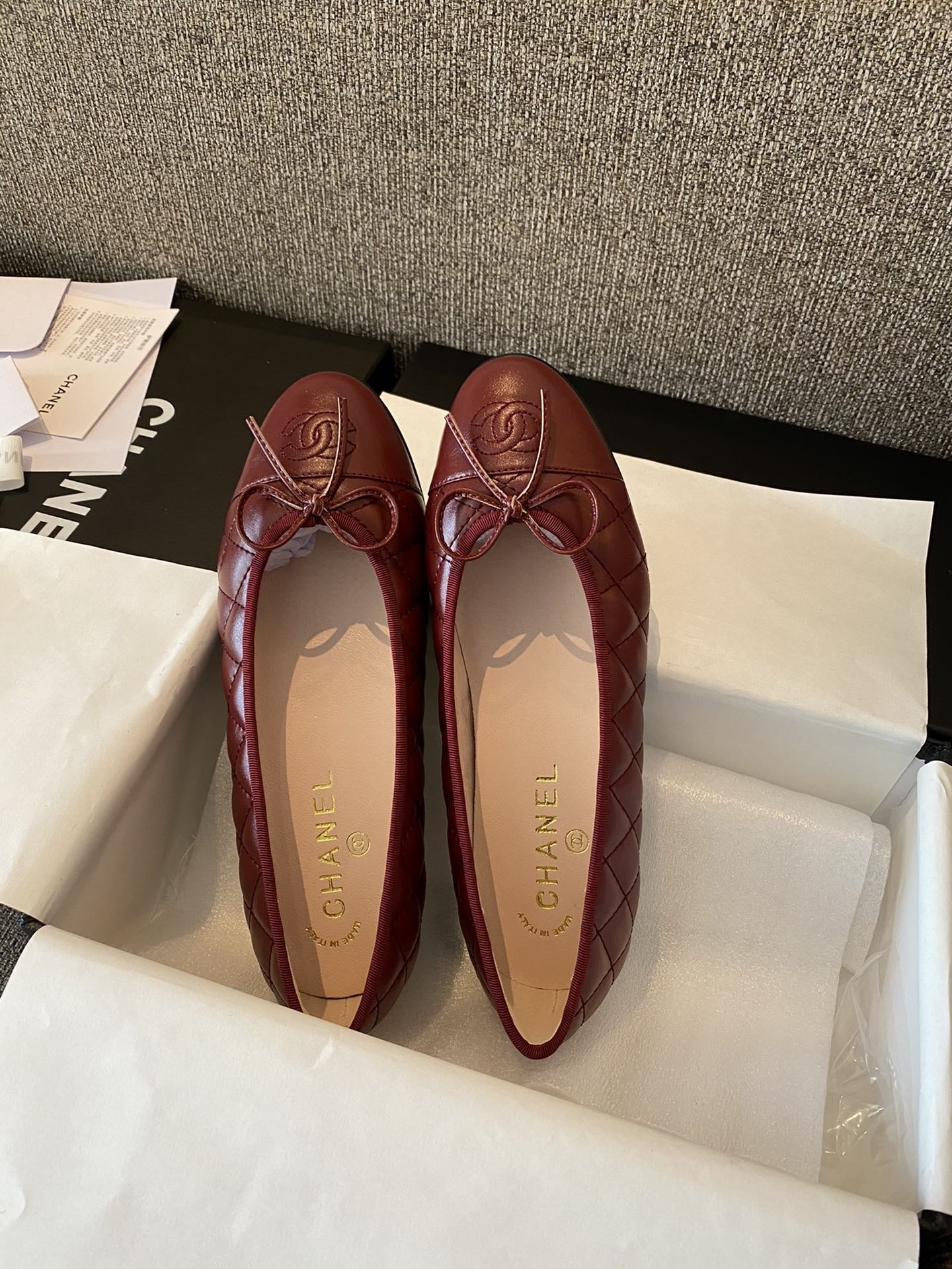 Chanel Leather Bow Ballet Flats