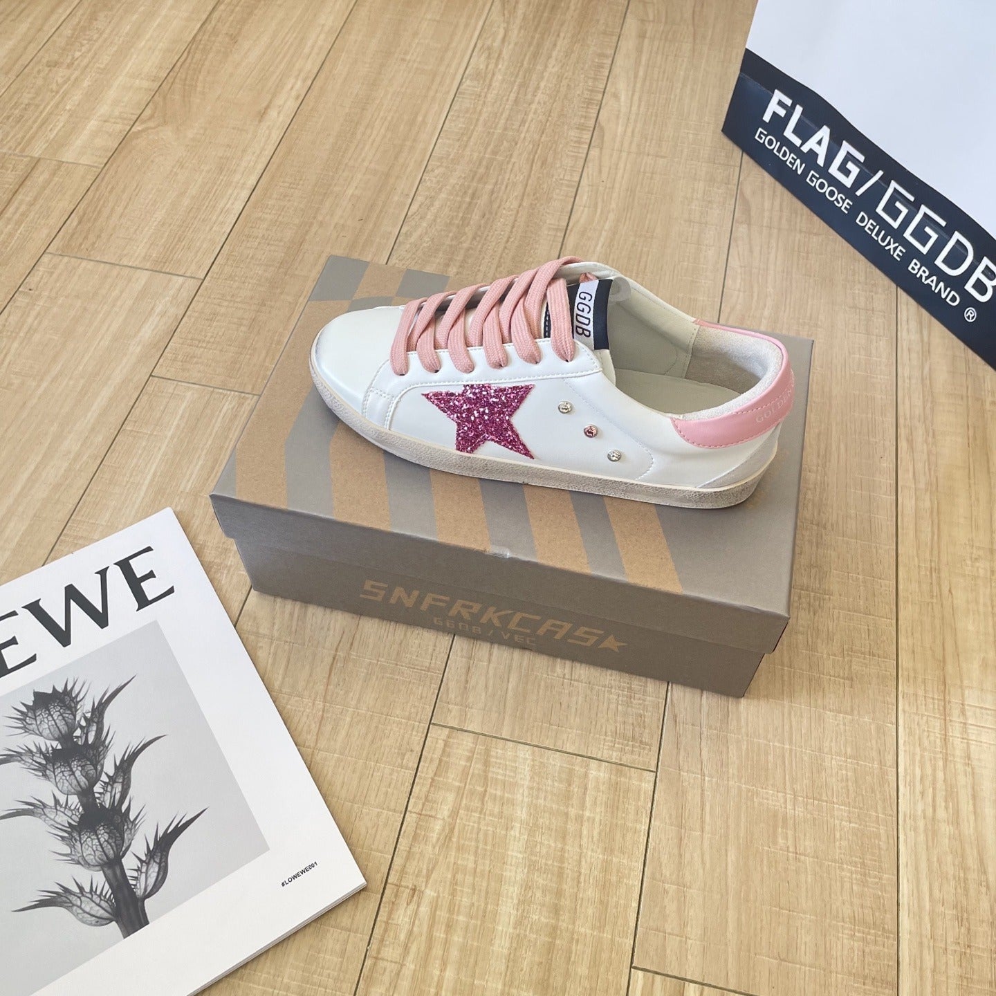Golden Goose Calfskin Leather Vintage-Finish Sneakers