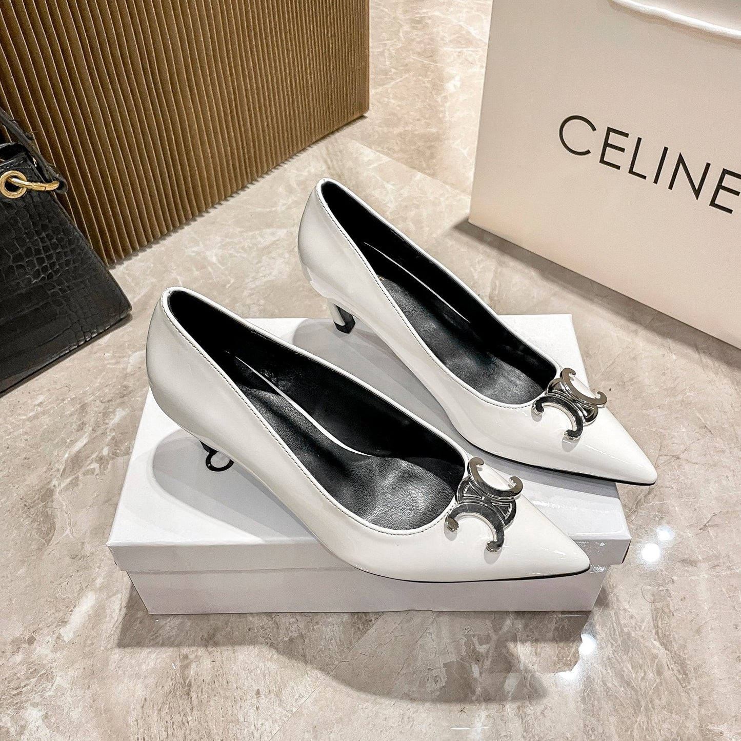 Celine Calfskin Leather Pointed Toe Heels