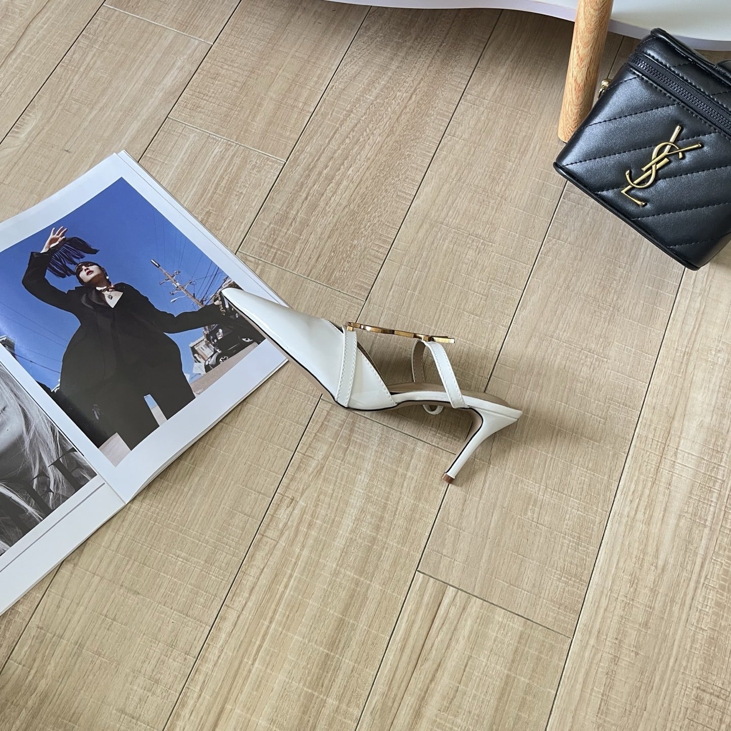 Saint Laurent Lambskin Leather Logo Sandals