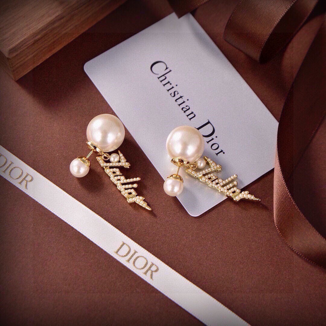 Dior Brass Pearl Earrings