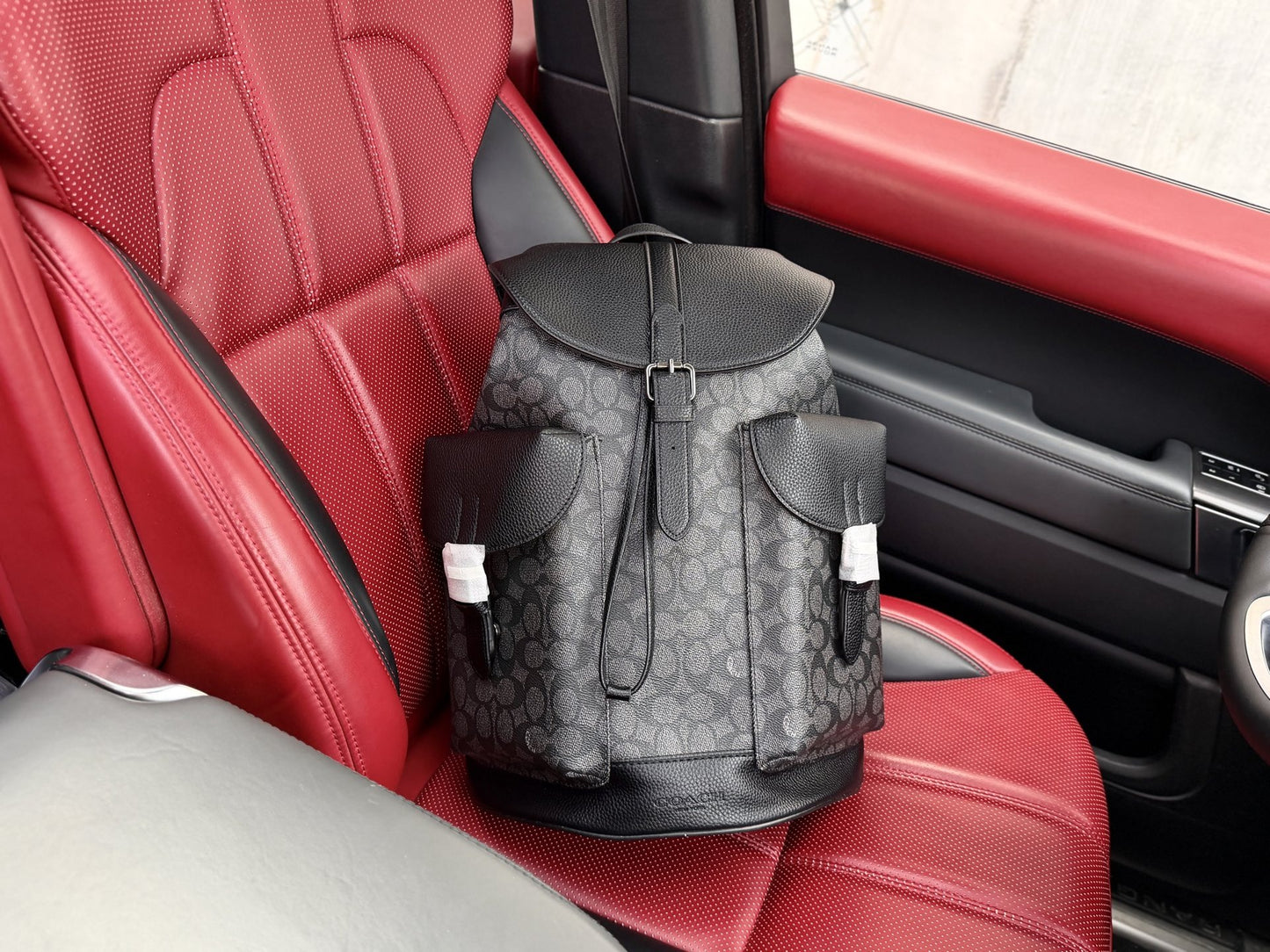 Coach Leather Logo Backpack
