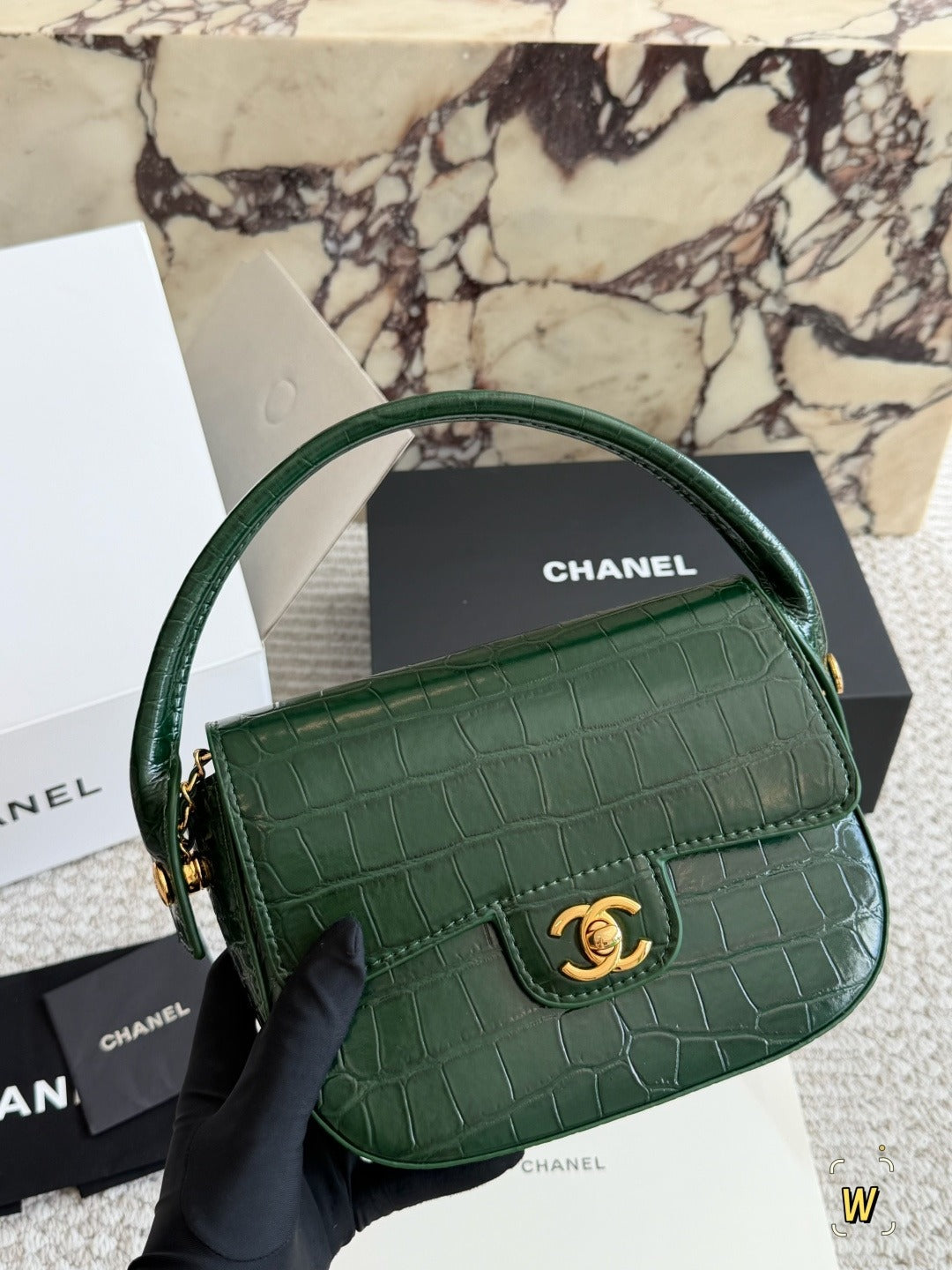 Chanel Black Leather Chain Handbag
