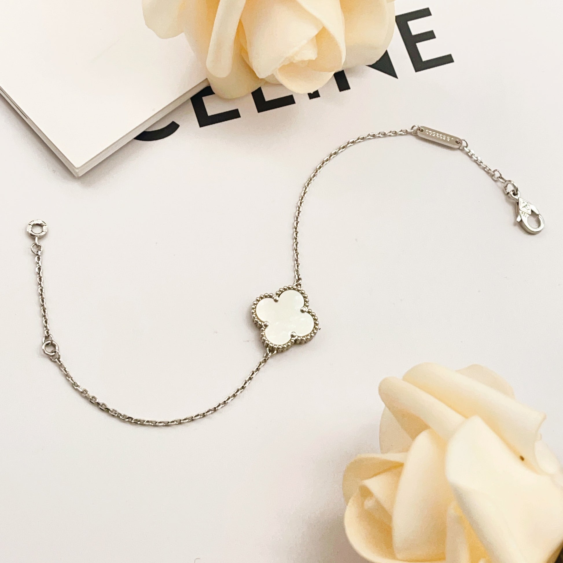 Van Cleef & Arpels Silver Brass Clover Bracelet
