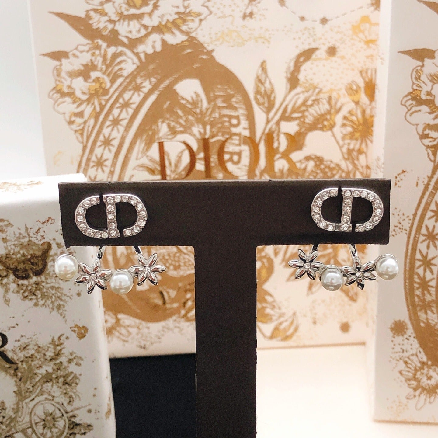 Dior Silver Brass Sunburst Earrings