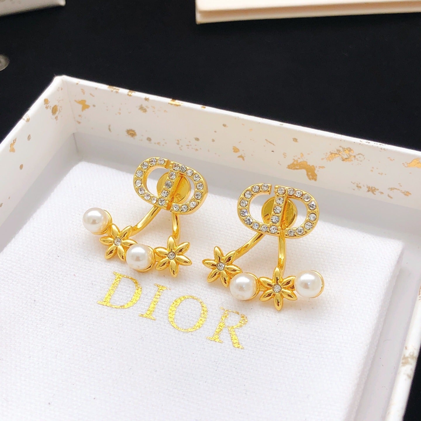 Dior Gold Brass Sunburst Earrings
