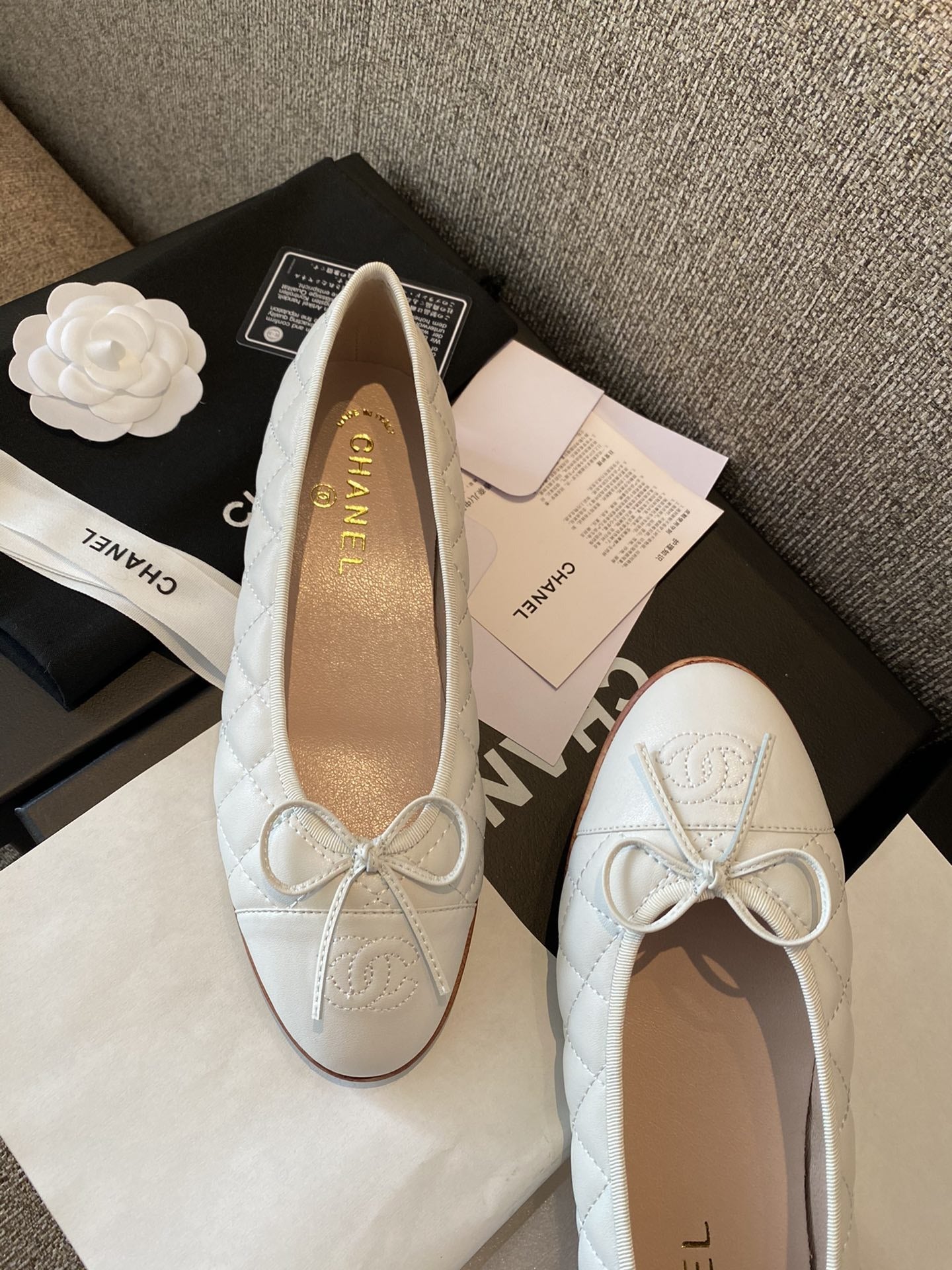 Chanel Leather Bow Ballet Flats