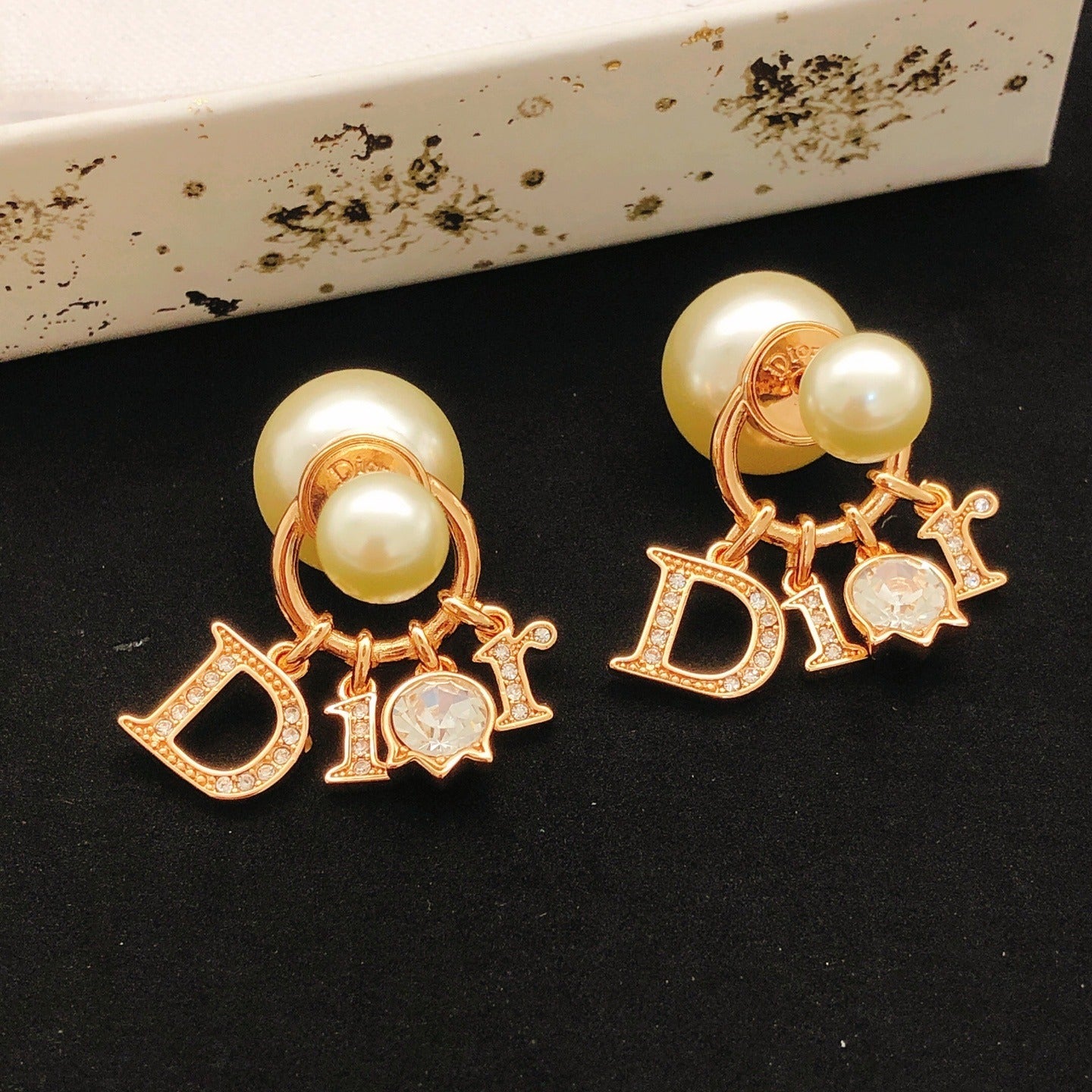 Dior Gold Brass Logo Earrings