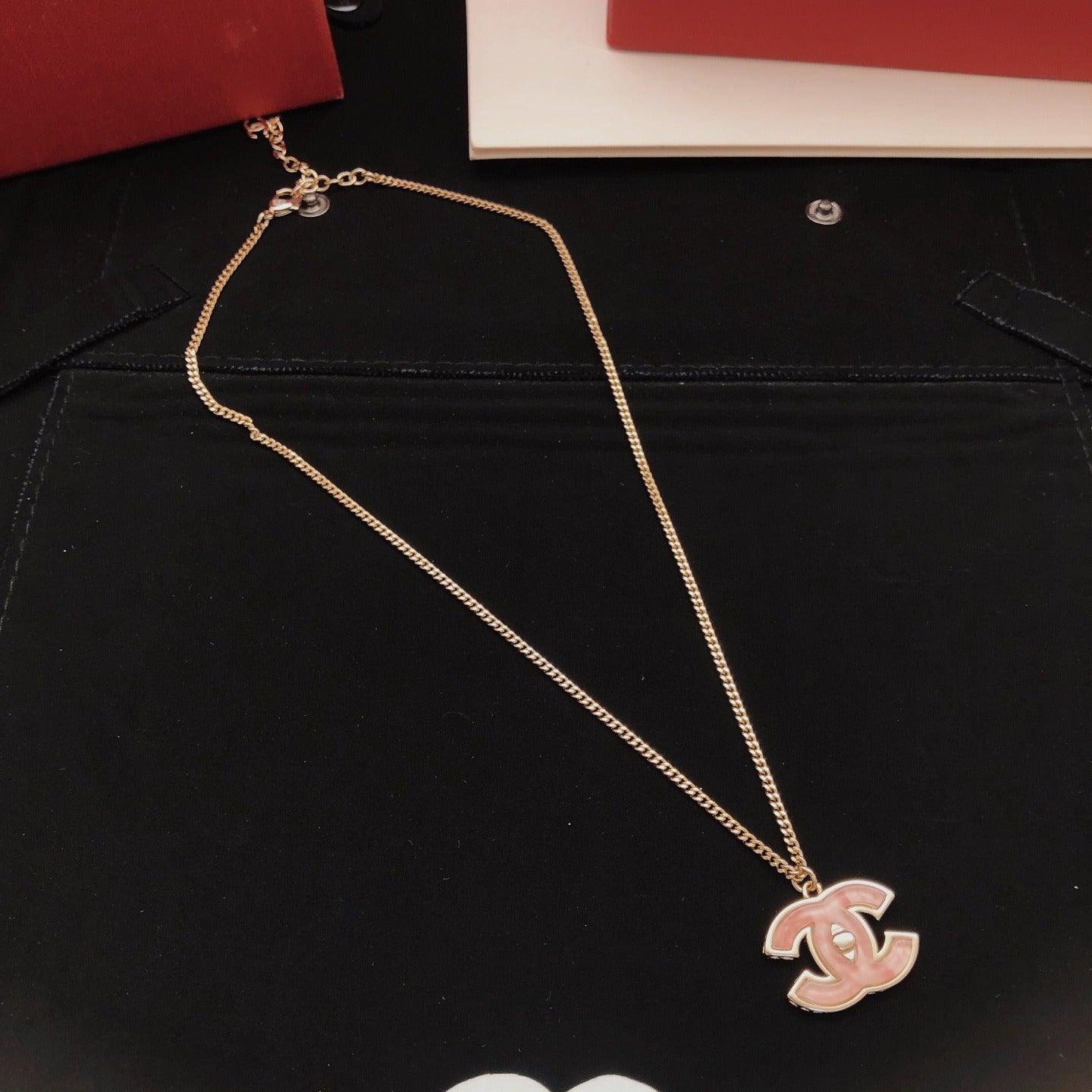 Chanel Pink Brass Necklace
