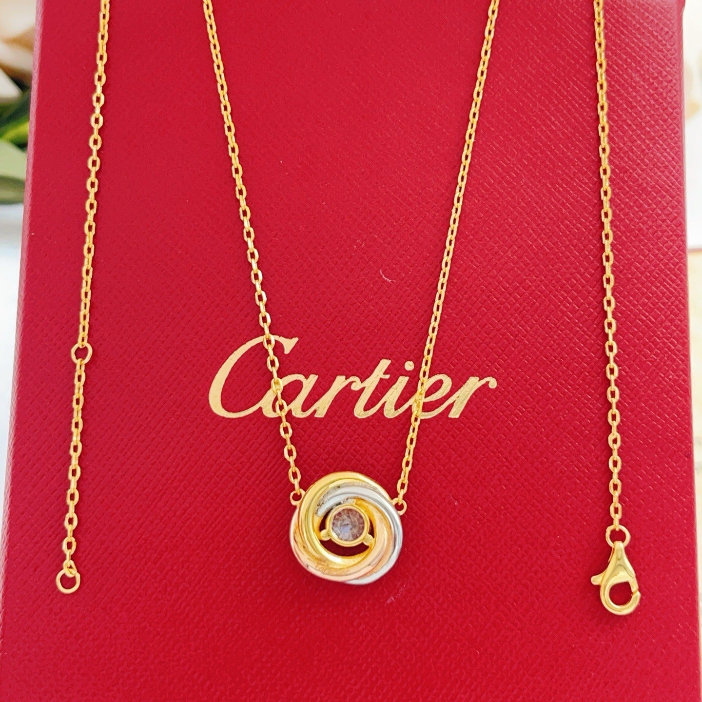Cartier Gold Brass Colorblock Necklace