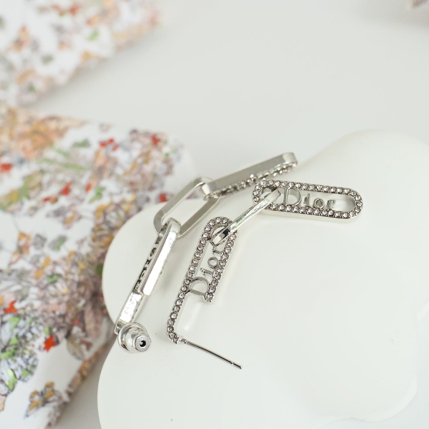 Dior Silver Logo Earrings