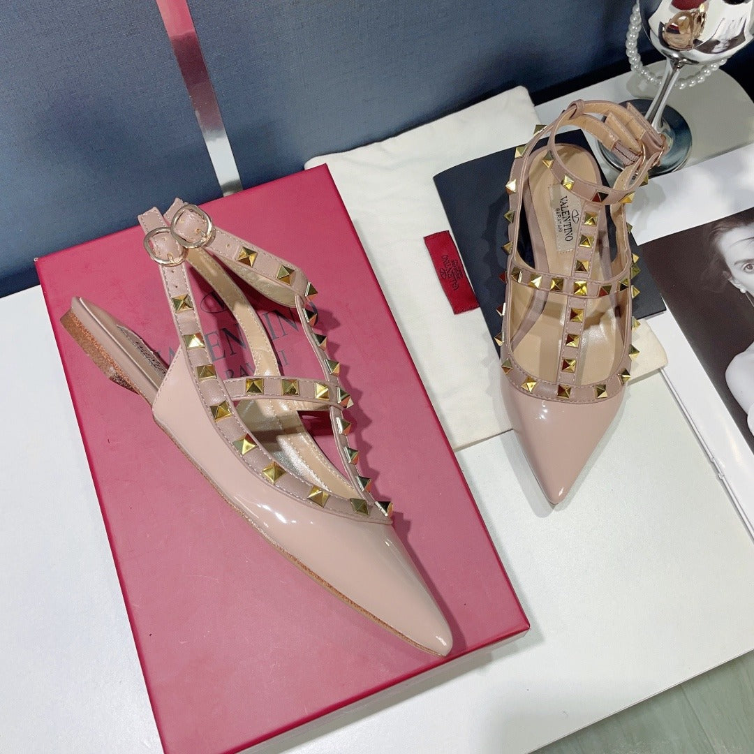 Valentino Lambskin Leather Pointed Toe Sandals
