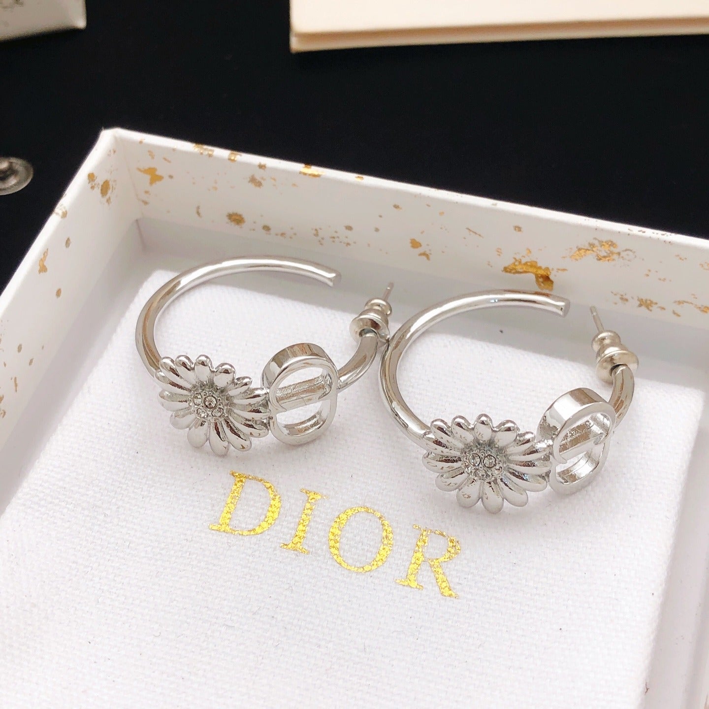 Dior Brass Sunburst Earrings