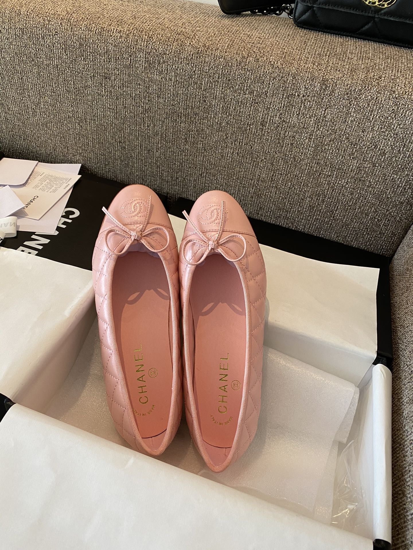 Chanel Leather Bow Ballet Flats