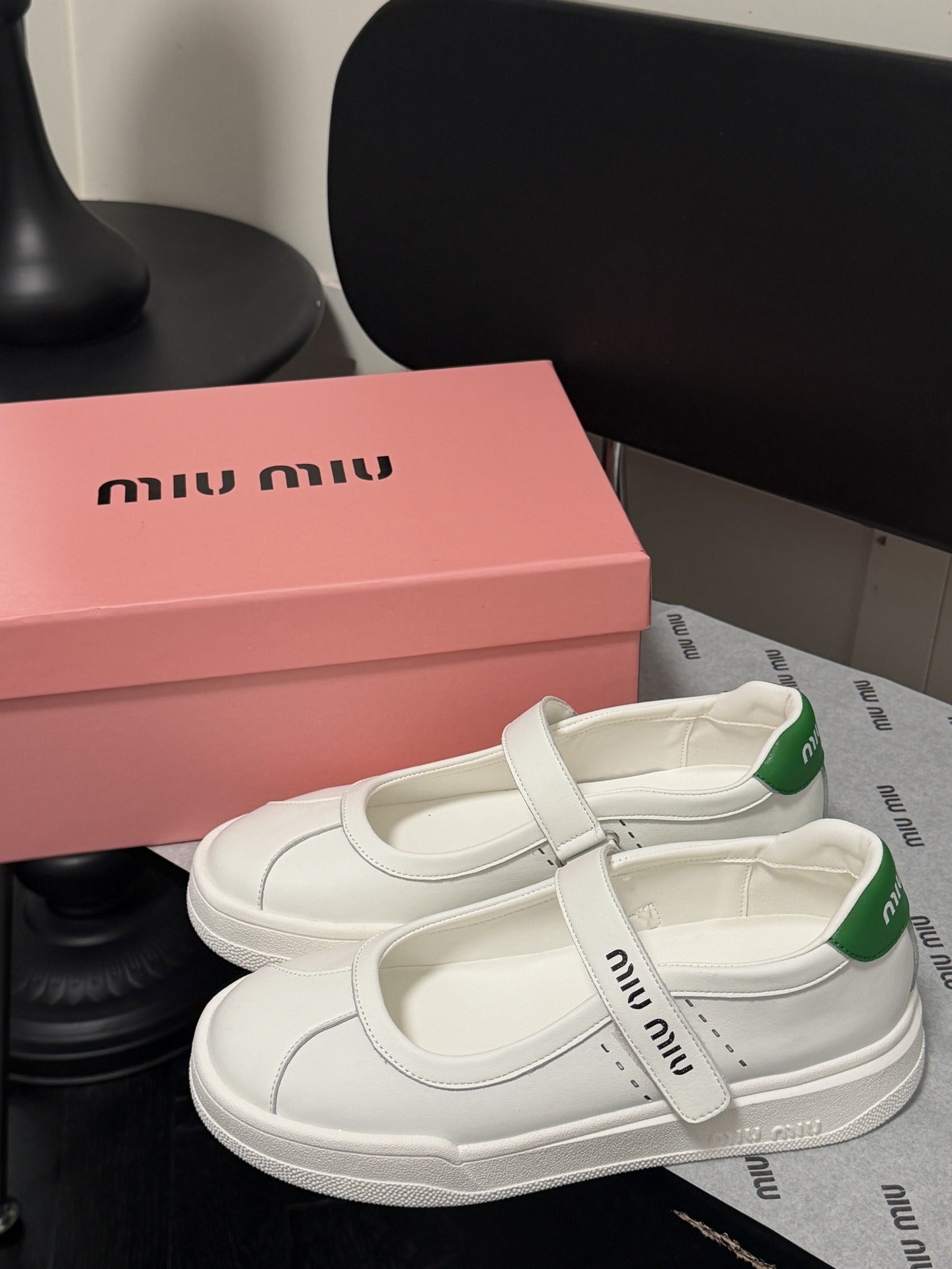 Miu Miu White Leather Logo Sneakers