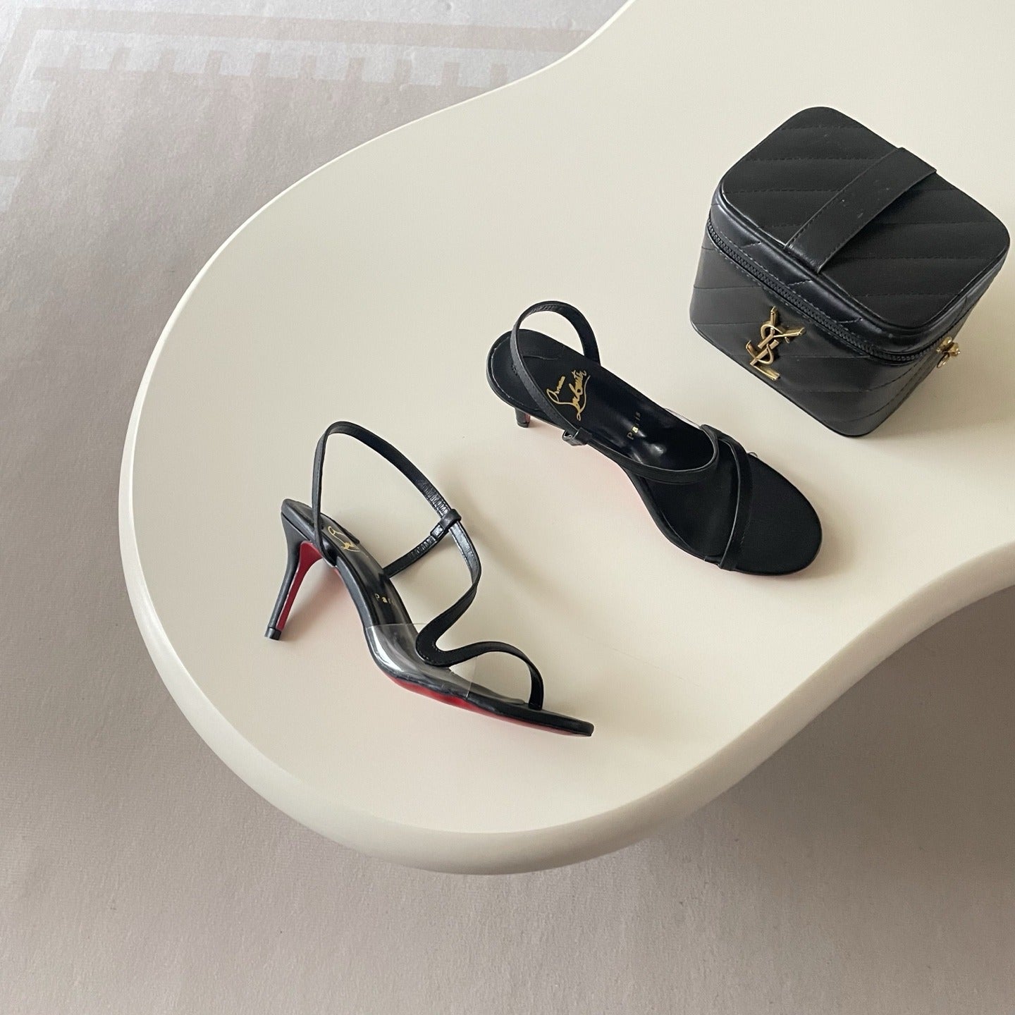 Christian Louboutin Patent Leather & Lambskin Leather Sandals