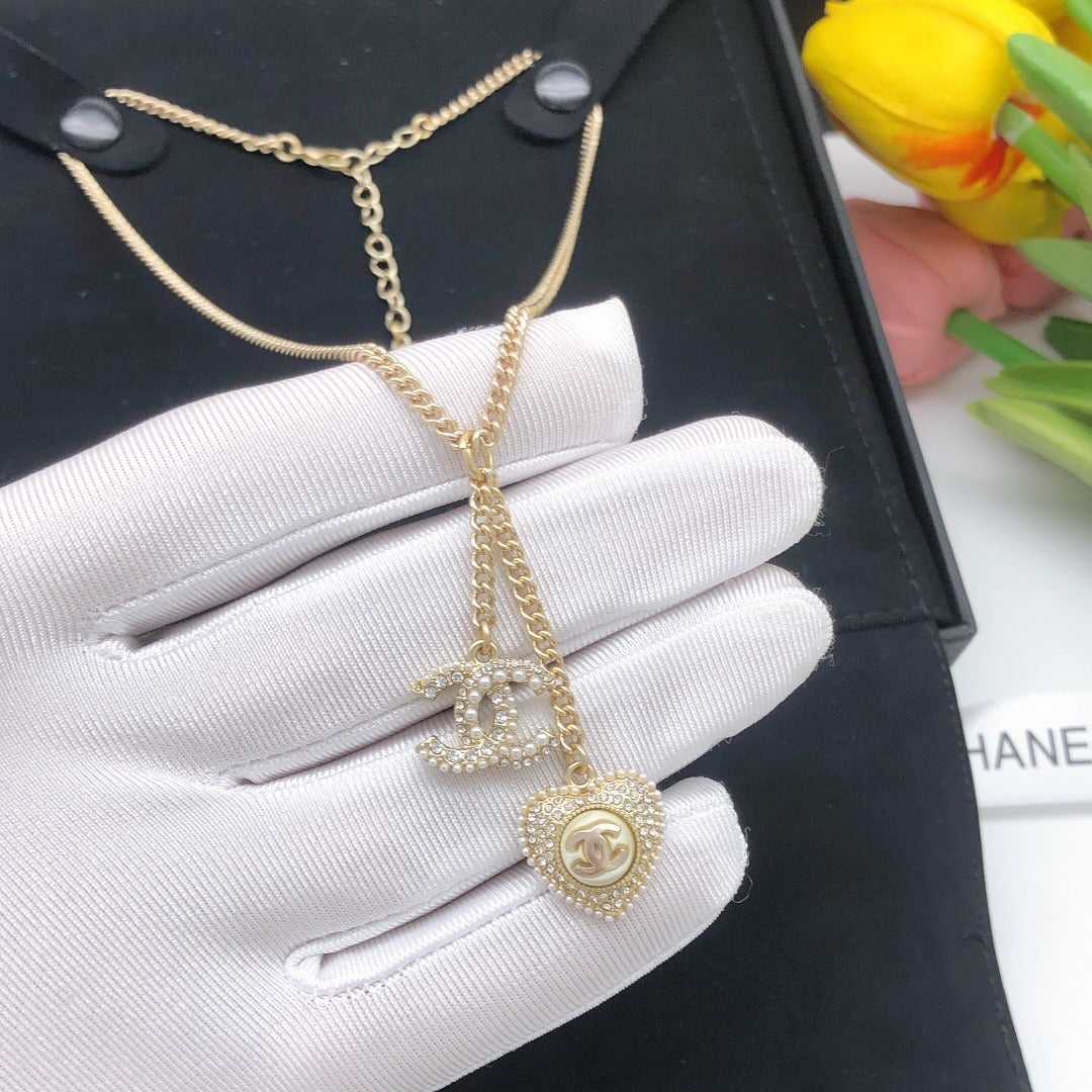 Chanel White Heart Necklace